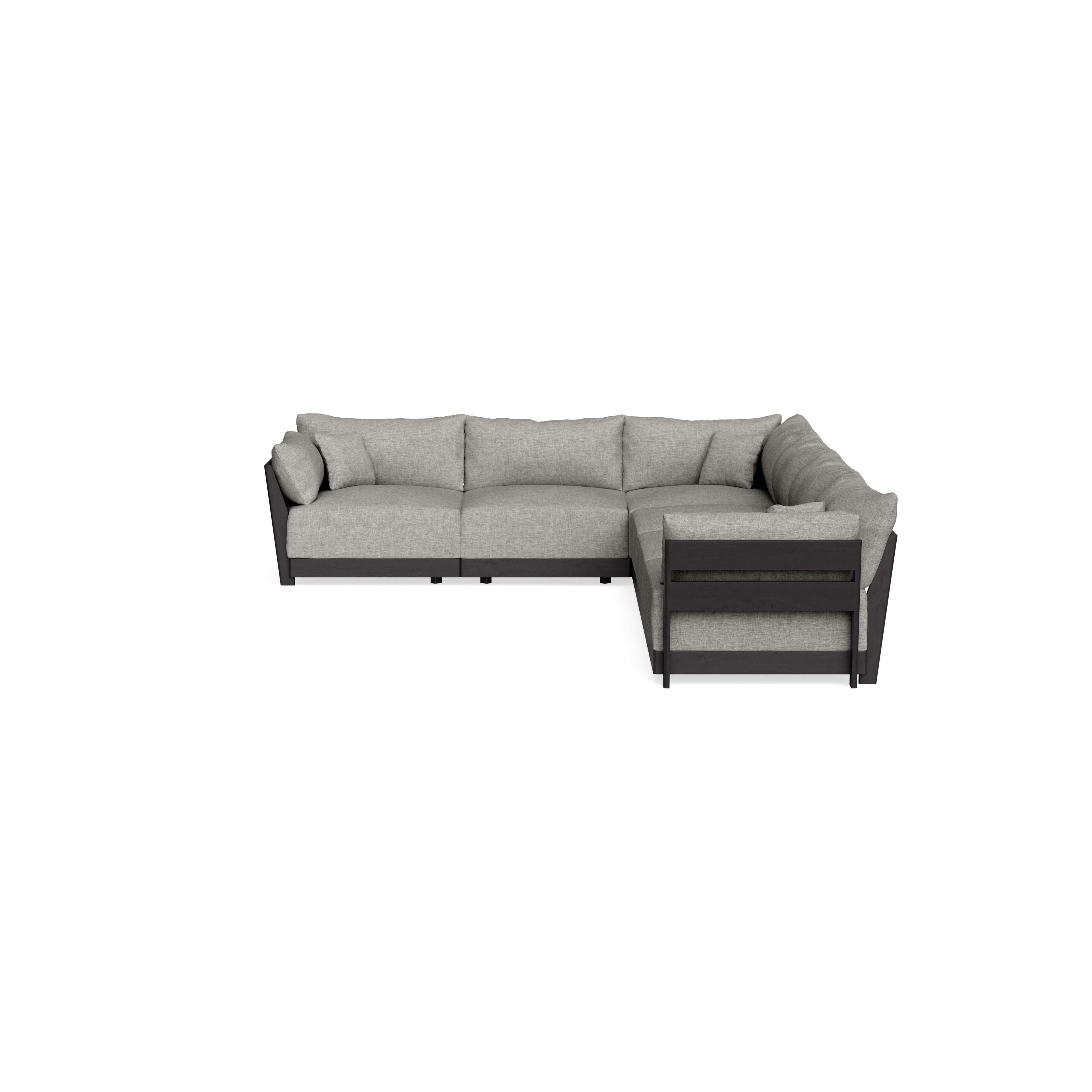 Modular Bondi Black 6-Seater Corner Sectional in Fog | Memory Foam Blend