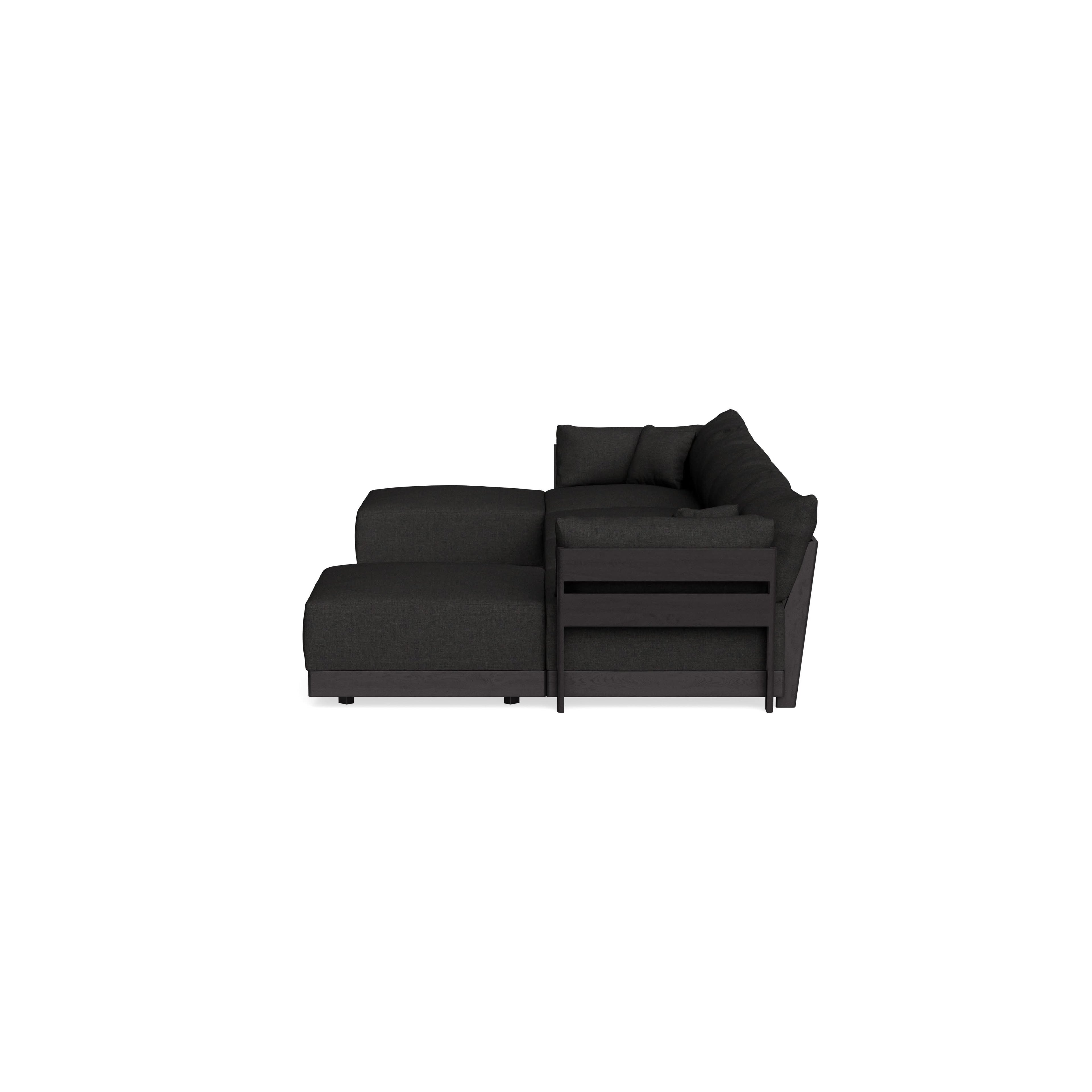 Modular Bondi Black 4-Seater U-Sectional in Peppercorn | Classic Blend