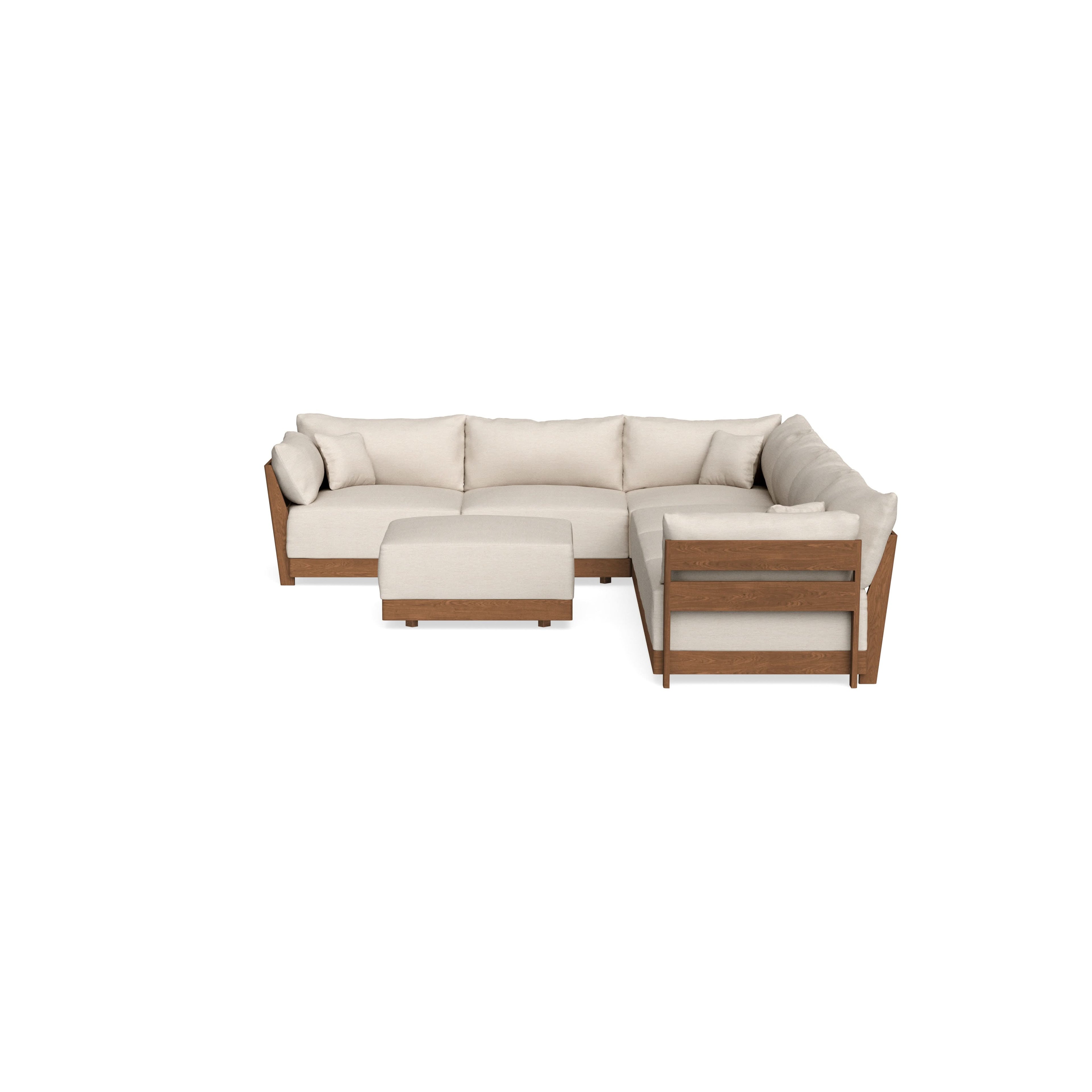 Modular Bondi Espresso 6-Seater Corner Sectional + Ottoman in Seashell | Classic Blend