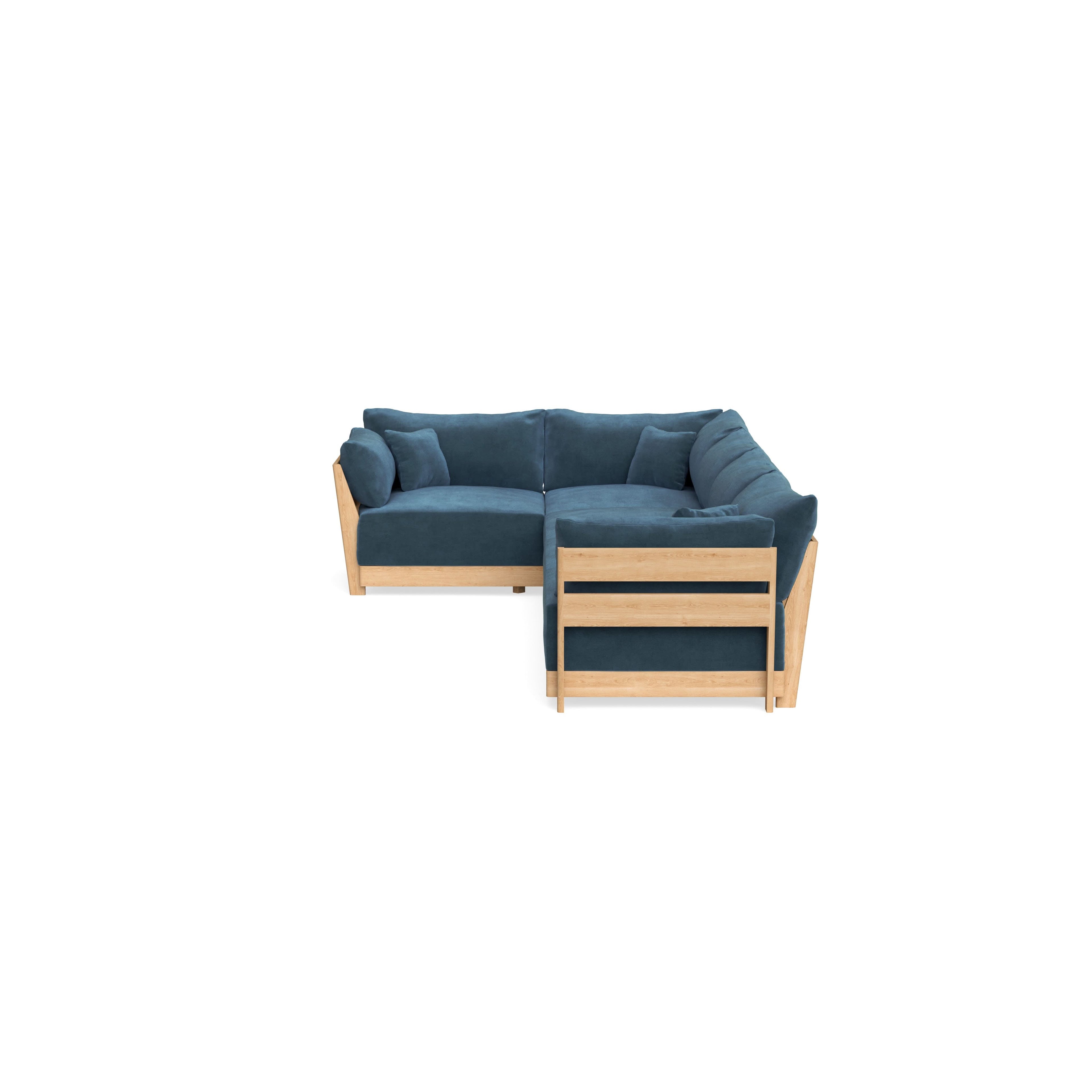 Modular Bondi Latte 5-Seater L-Sectional in Oxford Blue | Classic Blend