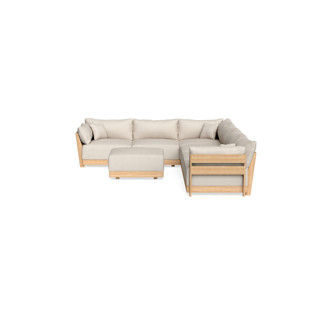 Modular Bondi Latte 6-Seater Corner Sectional + Ottoman in Seashell | Memory Foam Blend