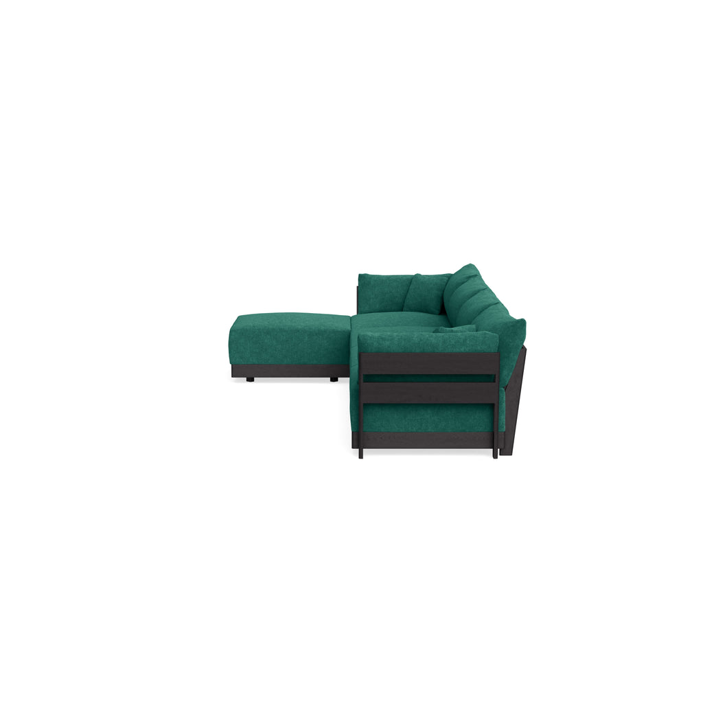 Modular Bondi Black 4-Seater Sectional in Jade Green | Classic Blend