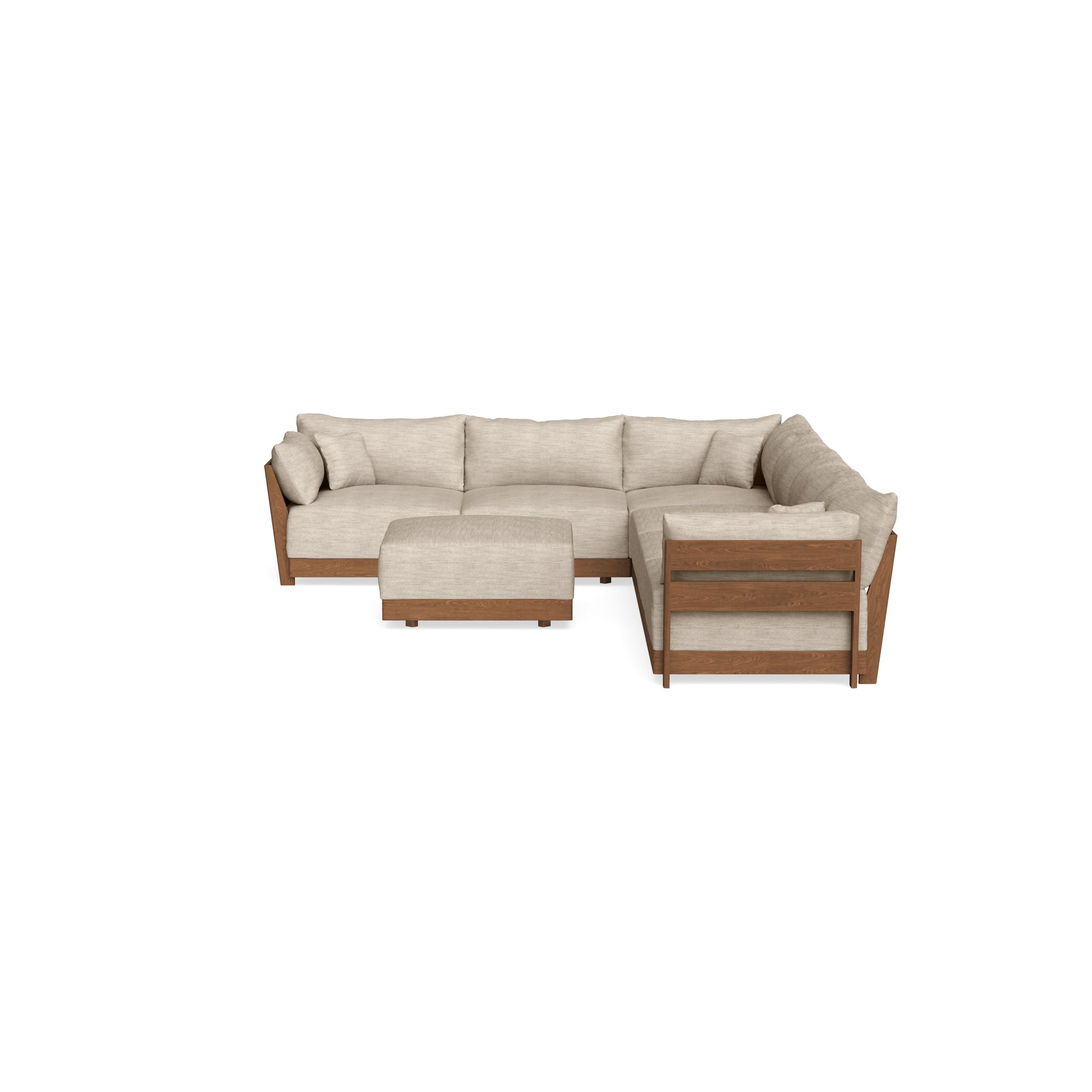 Modular Bondi Espresso 6-Seater Corner Sectional + Ottoman in Wheat | Memory Foam Blend