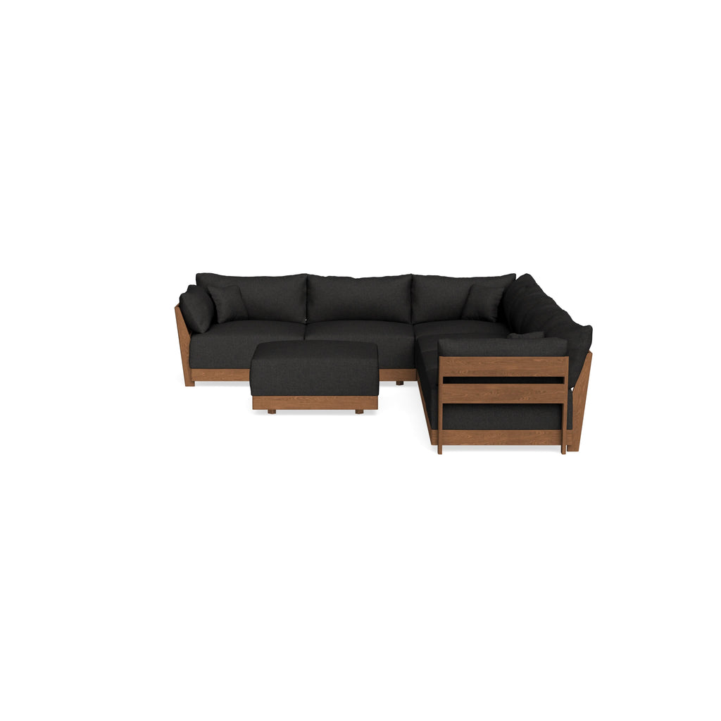Modular Bondi Espresso 6-Seater Corner Sectional + Ottoman in Peppercorn | Classic Blend