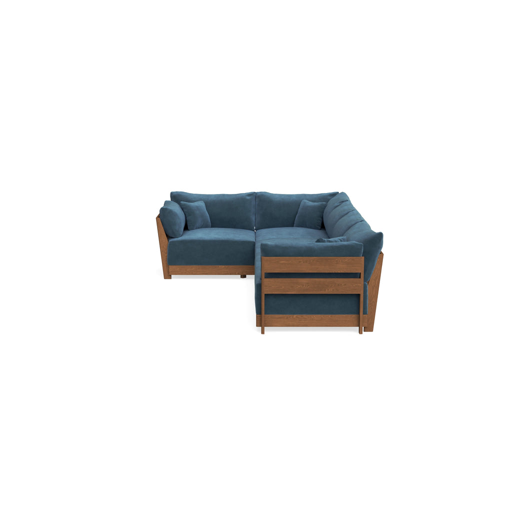 Modular Bondi Espresso 5-Seater L-Sectional in Oxford Blue | Memory Foam Blend