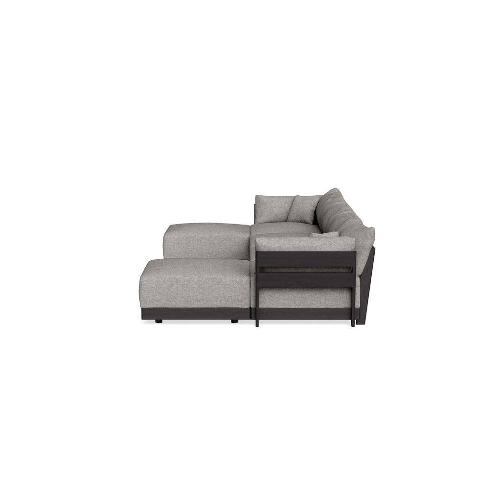 Modular Bondi Black 4-Seater U-Sectional in Fog | Classic Blend