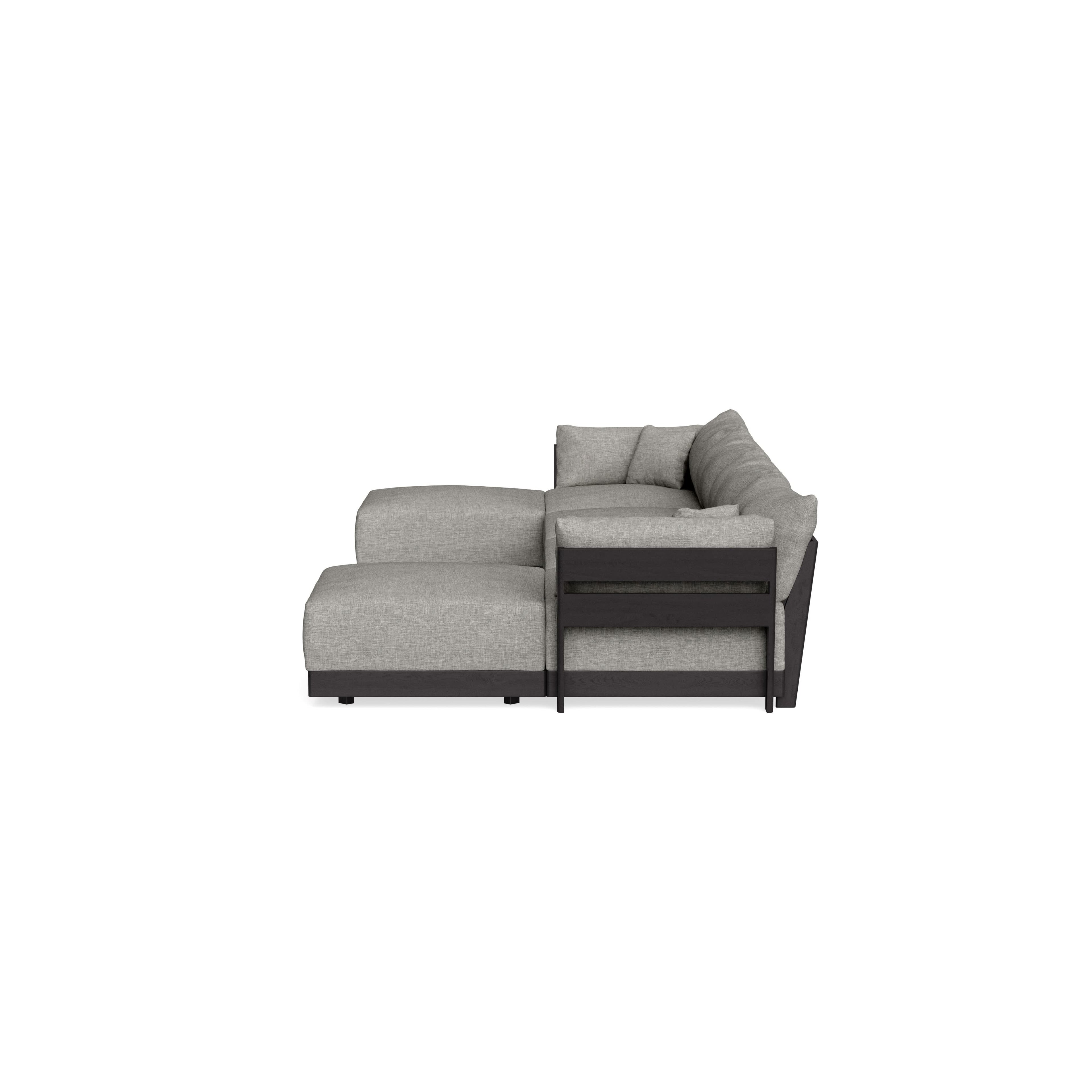 Modular Bondi Black 4-Seater U-Sectional in Fog | Classic Blend