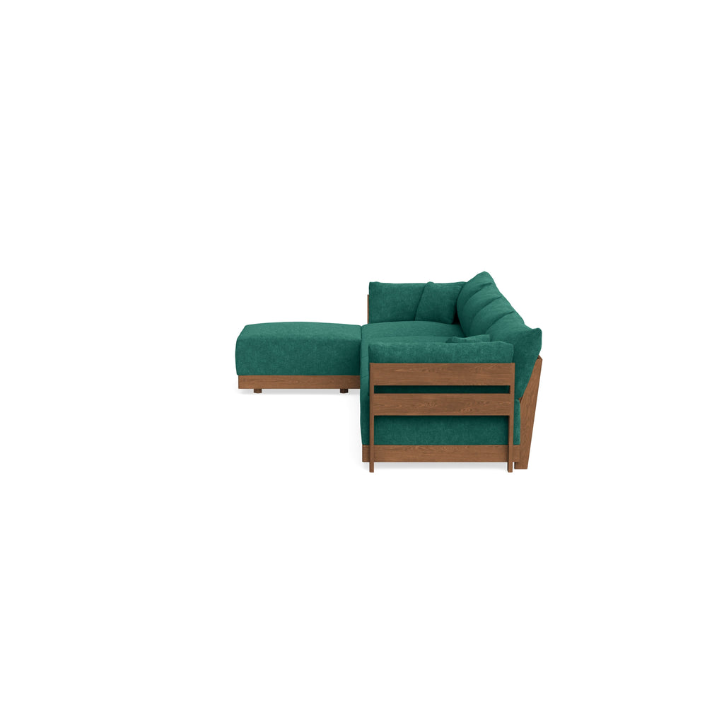Modular Bondi Espresso 4-Seater Sectional in Jade Green | Memory Foam Blend