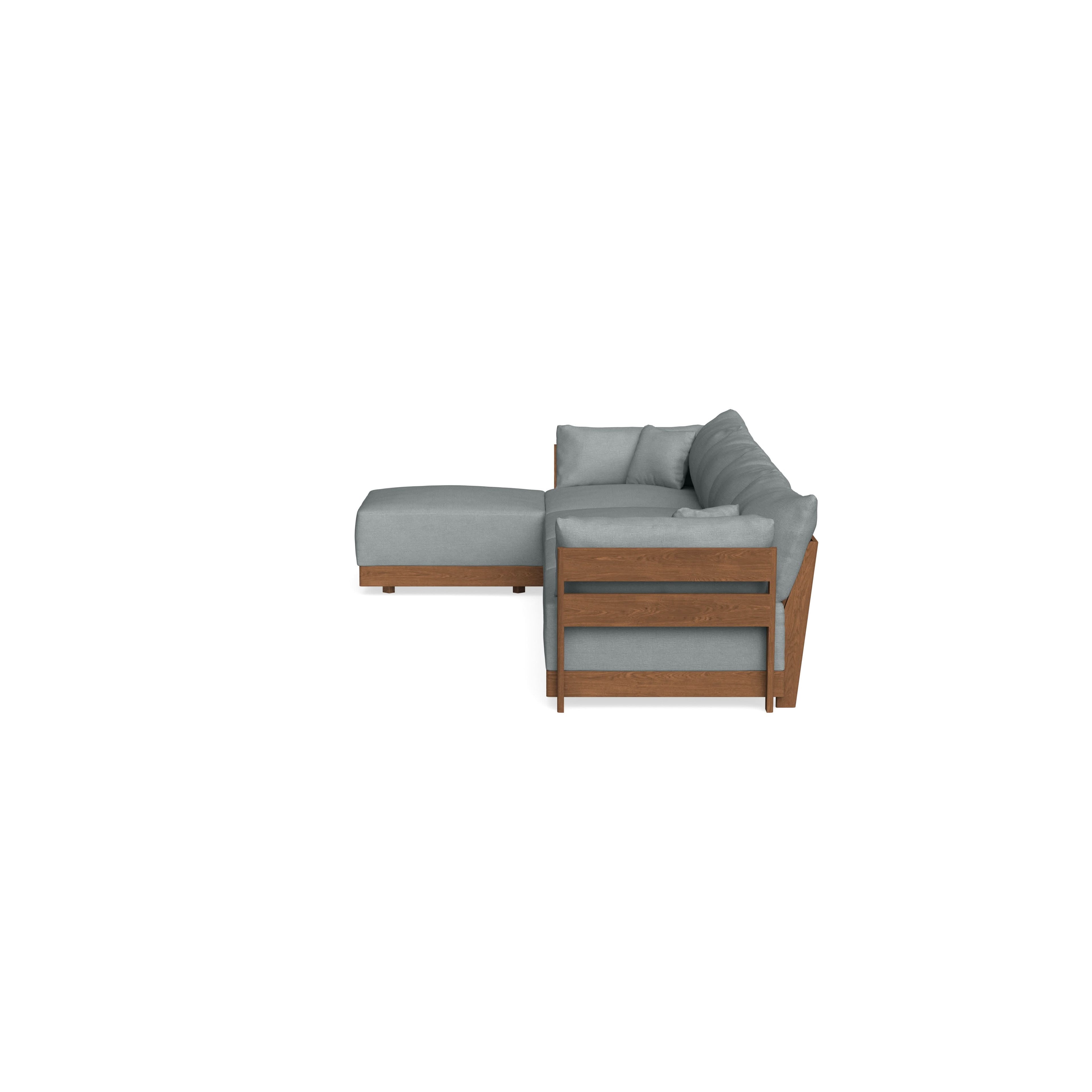 Modular Bondi Espresso 4-Seater Sectional in Light Steel | Memory Foam Blend