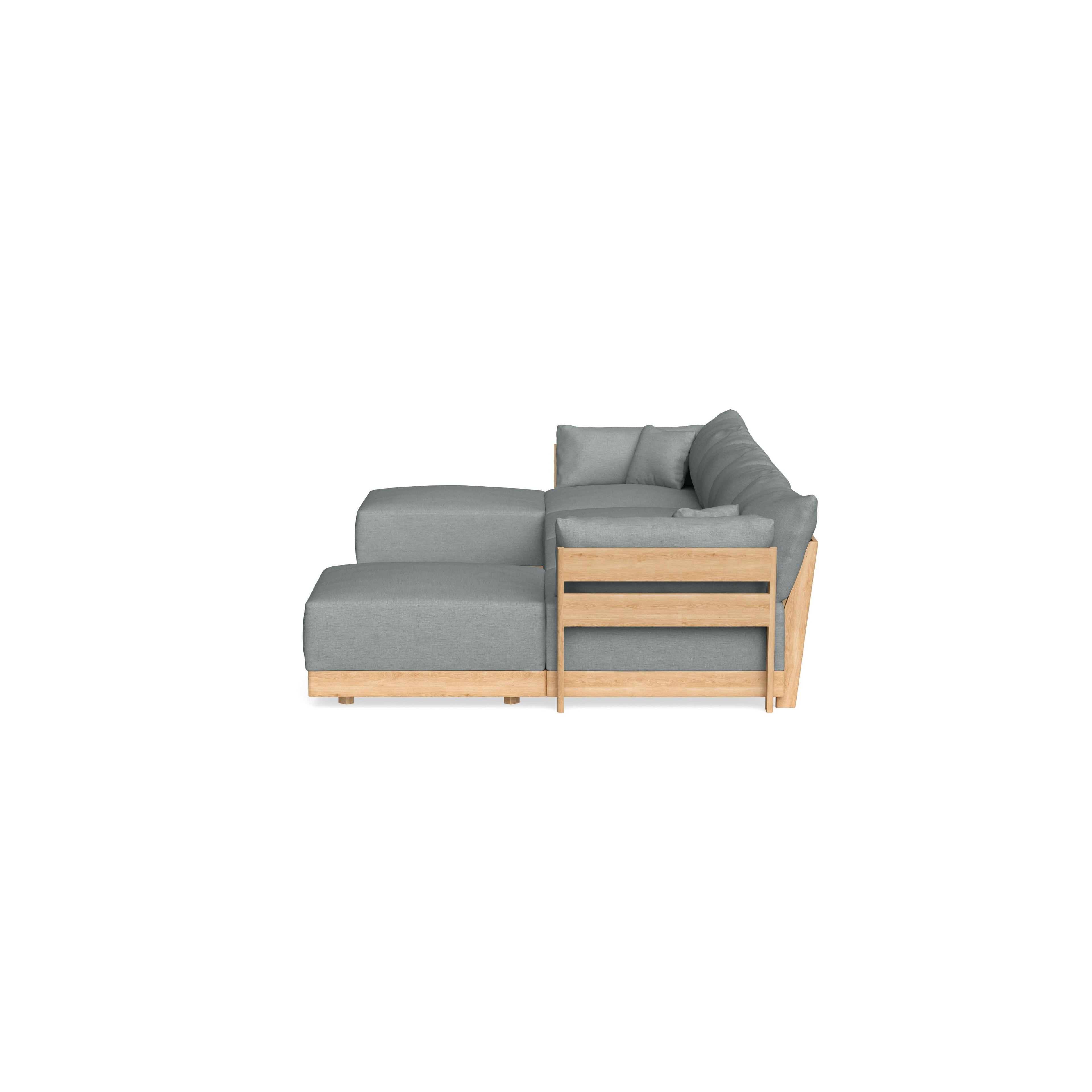 Modular Bondi Latte 4-Seater U-Sectional in Light Steel | Memory Foam Blend