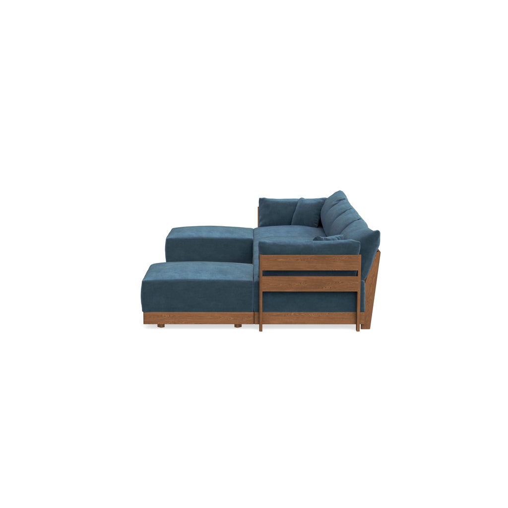 Modular Bondi Espresso 4-Seater U-Sectional in Oxford Blue | Classic Blend