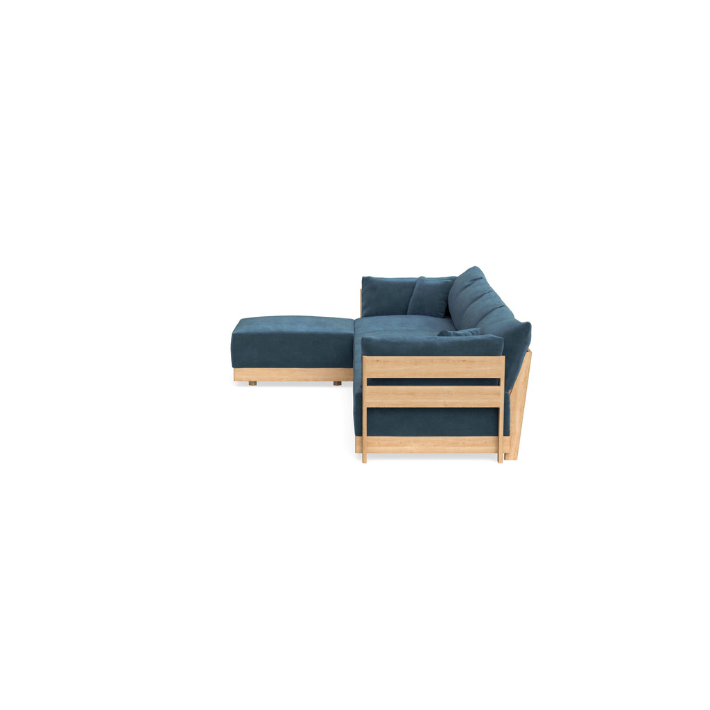 Modular Bondi Latte 4-Seater Sectional in Oxford Blue | Memory Foam Blend