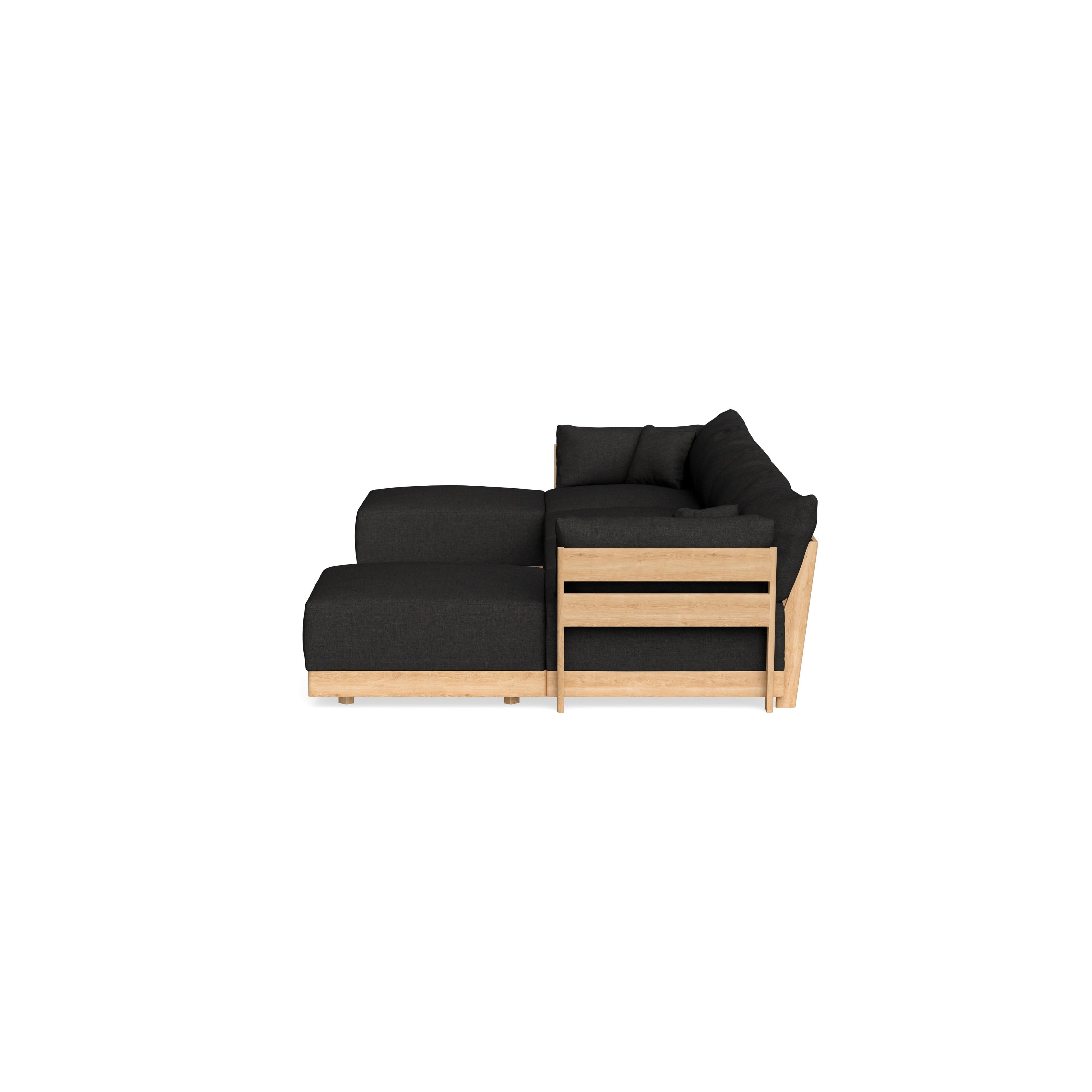Modular Bondi Latte 4-Seater U-Sectional in Peppercorn | Classic Blend