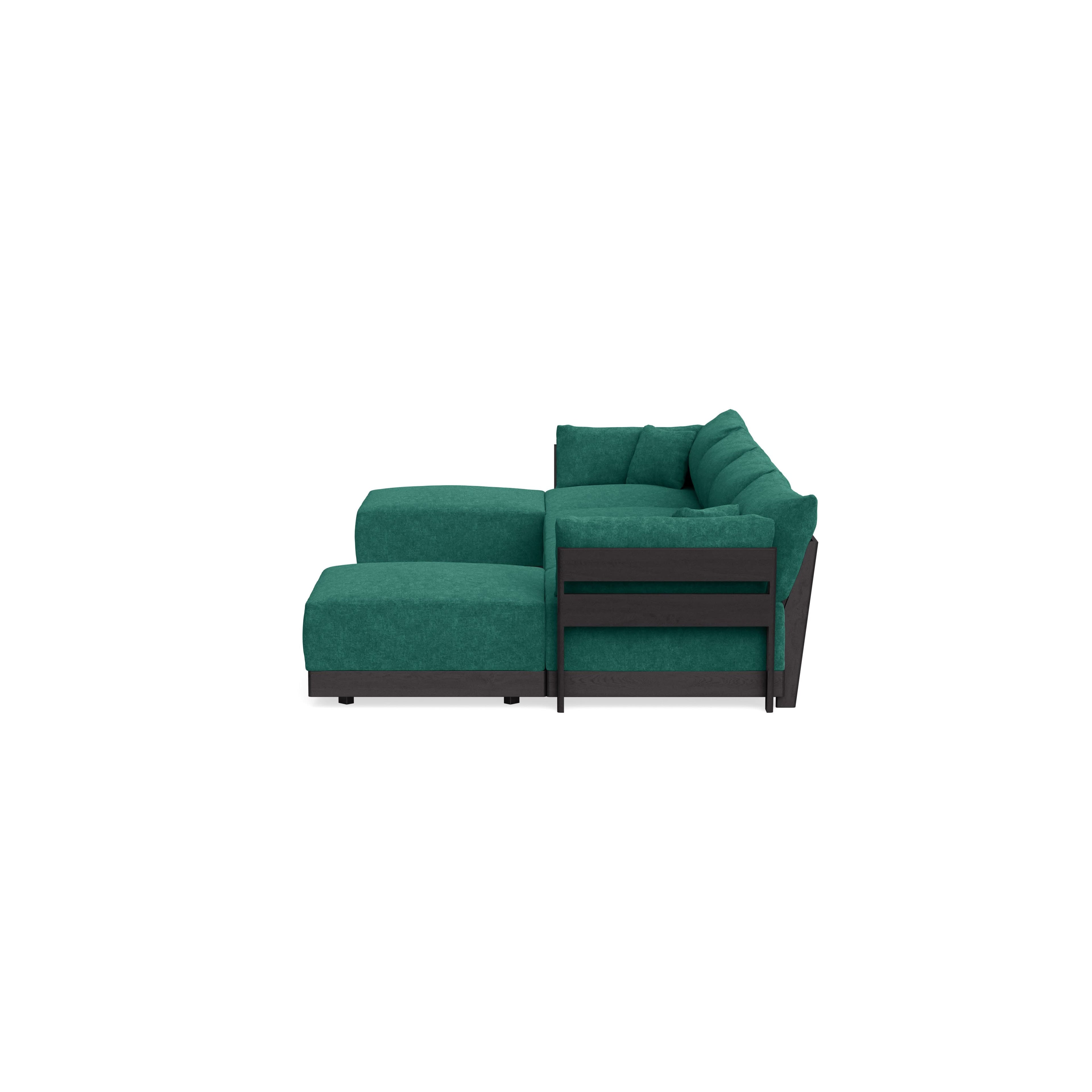 Modular Bondi Black 4-Seater U-Sectional in Jade Green | Classic Blend