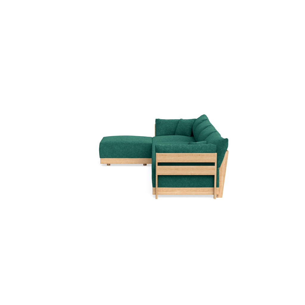 Modular Bondi Latte 4-Seater Sectional in Jade Green | Memory Foam Blend