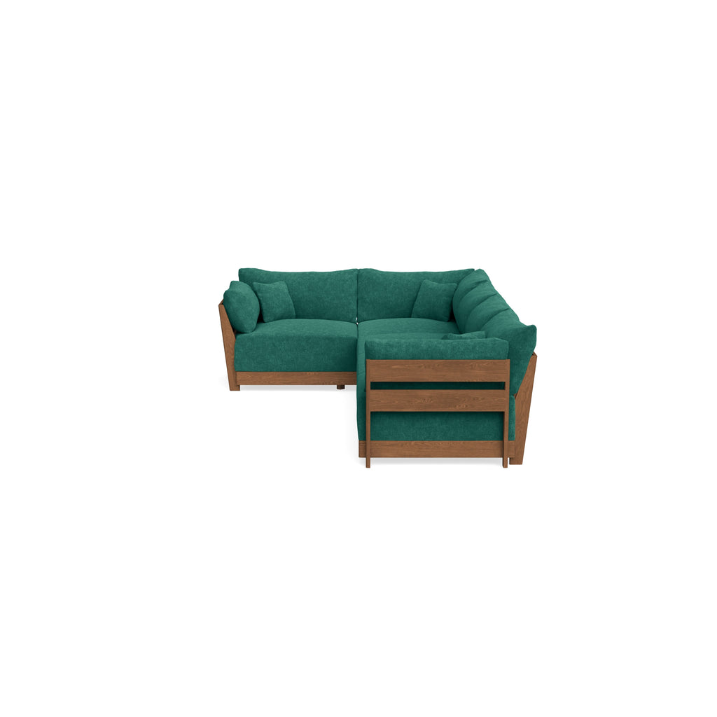 Modular Bondi Espresso 5-Seater L-Sectional in Jade Green | Memory Foam Blend