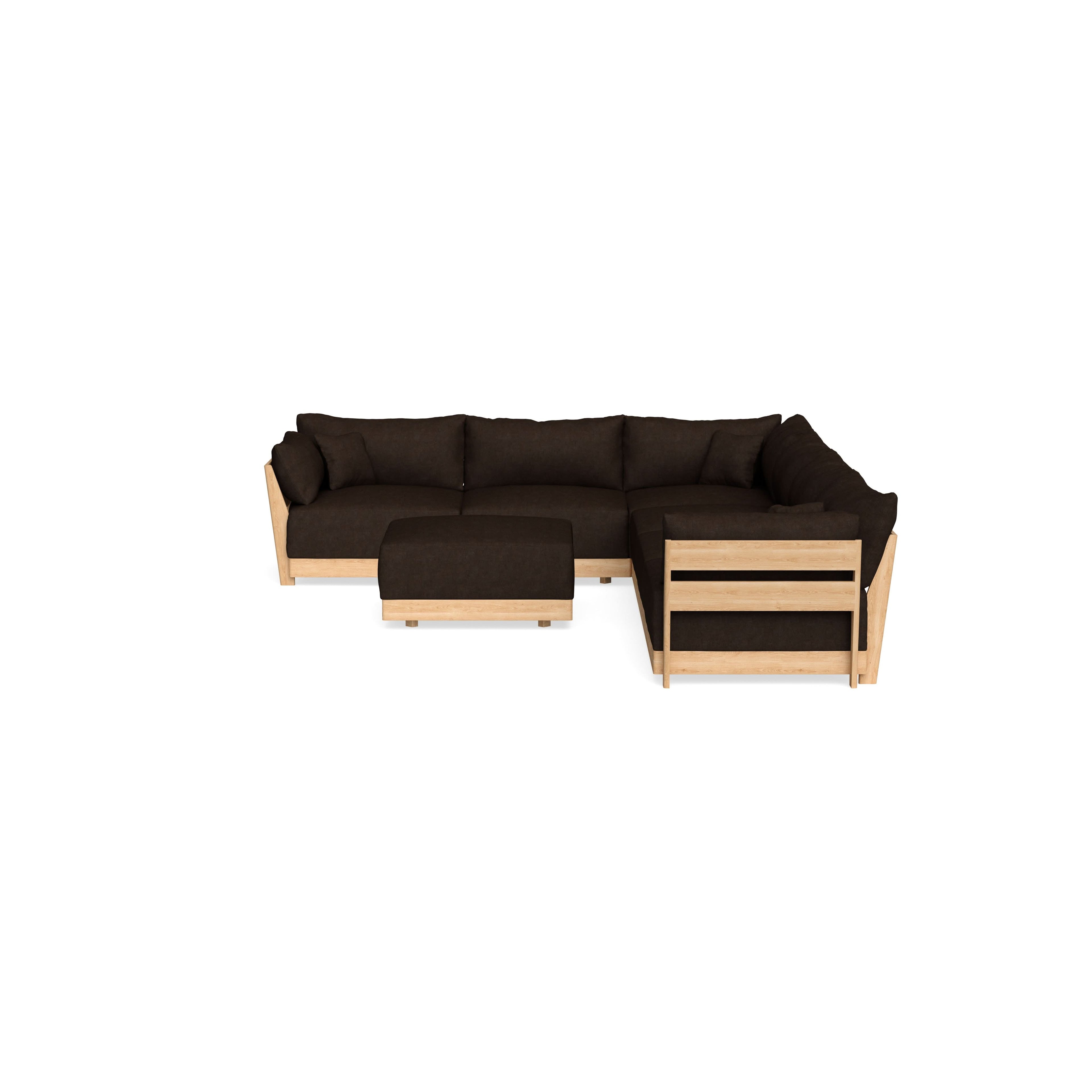 Modular Bondi Latte 6-Seater Corner Sectional + Ottoman in Espresso | Classic Blend