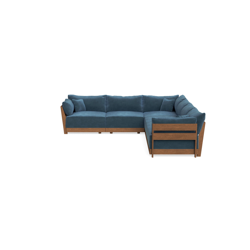 Modular Bondi Espresso 6-Seater Corner Sectional in Oxford Blue | Classic Blend