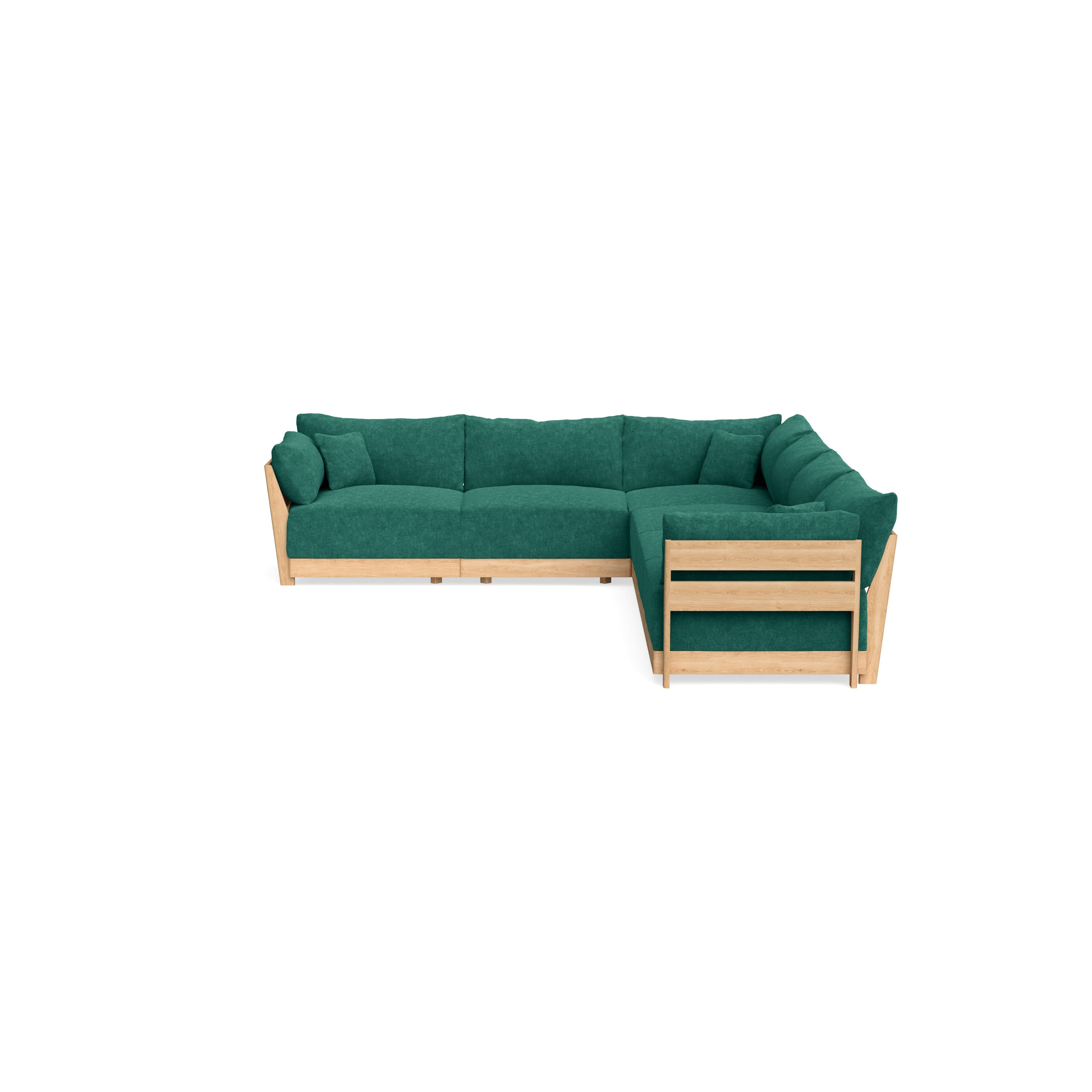 Modular Bondi Latte 6-Seater Corner Sectional in Jade Green | Classic Blend