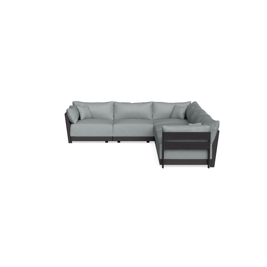 Modular Bondi Black 6-Seater Corner Sectional in Light Steel | Classic Blend
