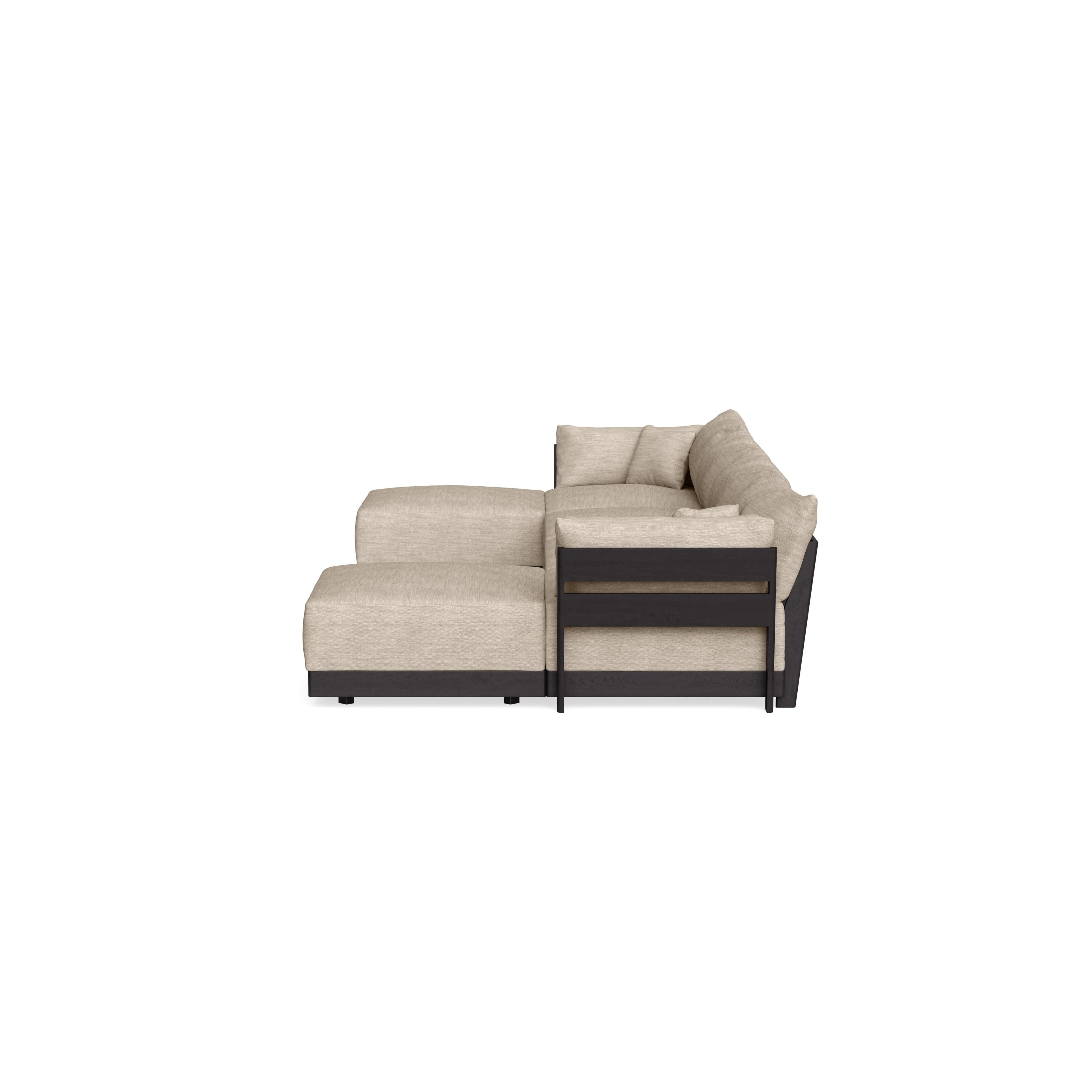 Modular Bondi Black 4-Seater U-Sectional in Wheat | Memory Foam Blend