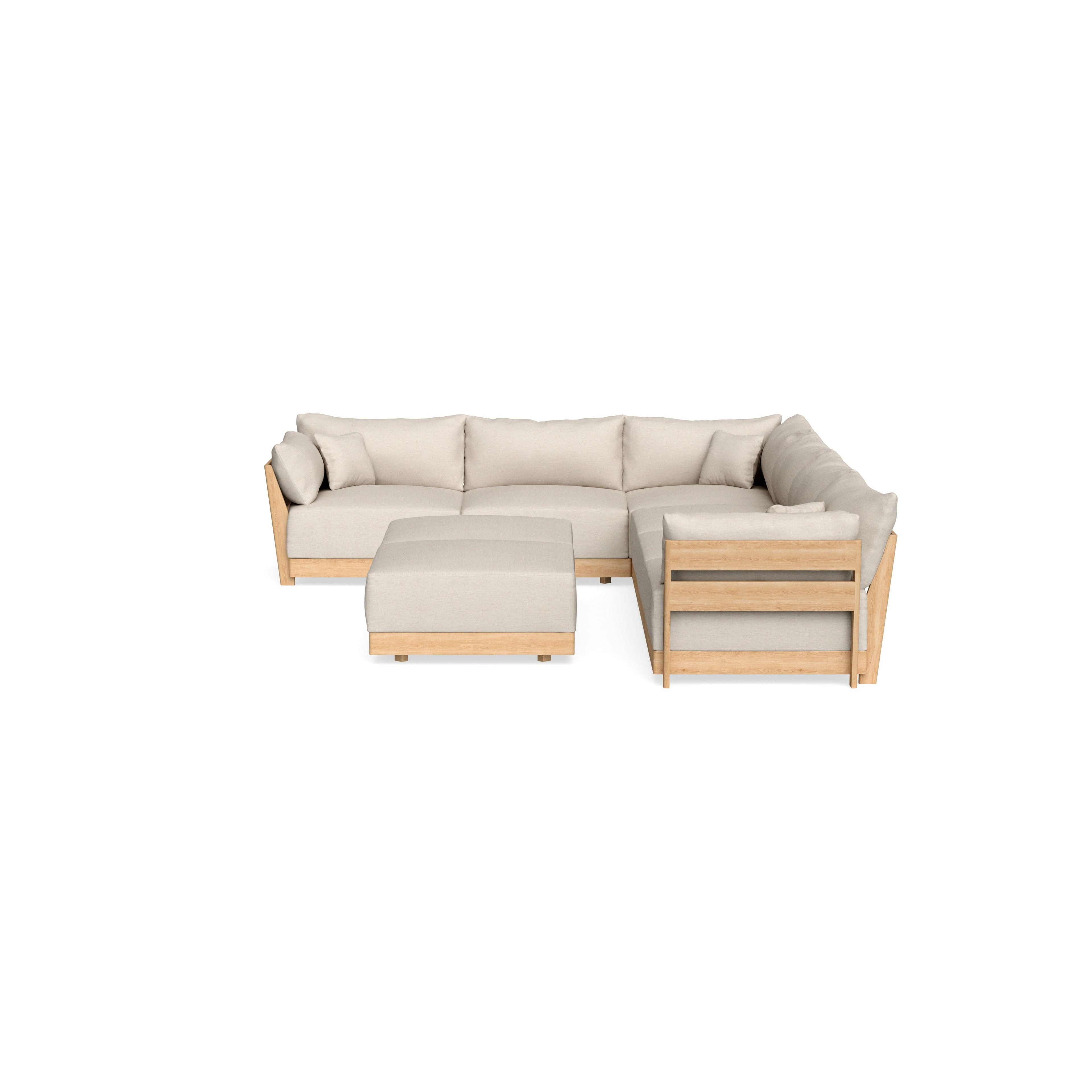Modular Bondi Latte 6-Seater Corner Sectional + Bench Ottoman in Seashell | Memory Foam Blend