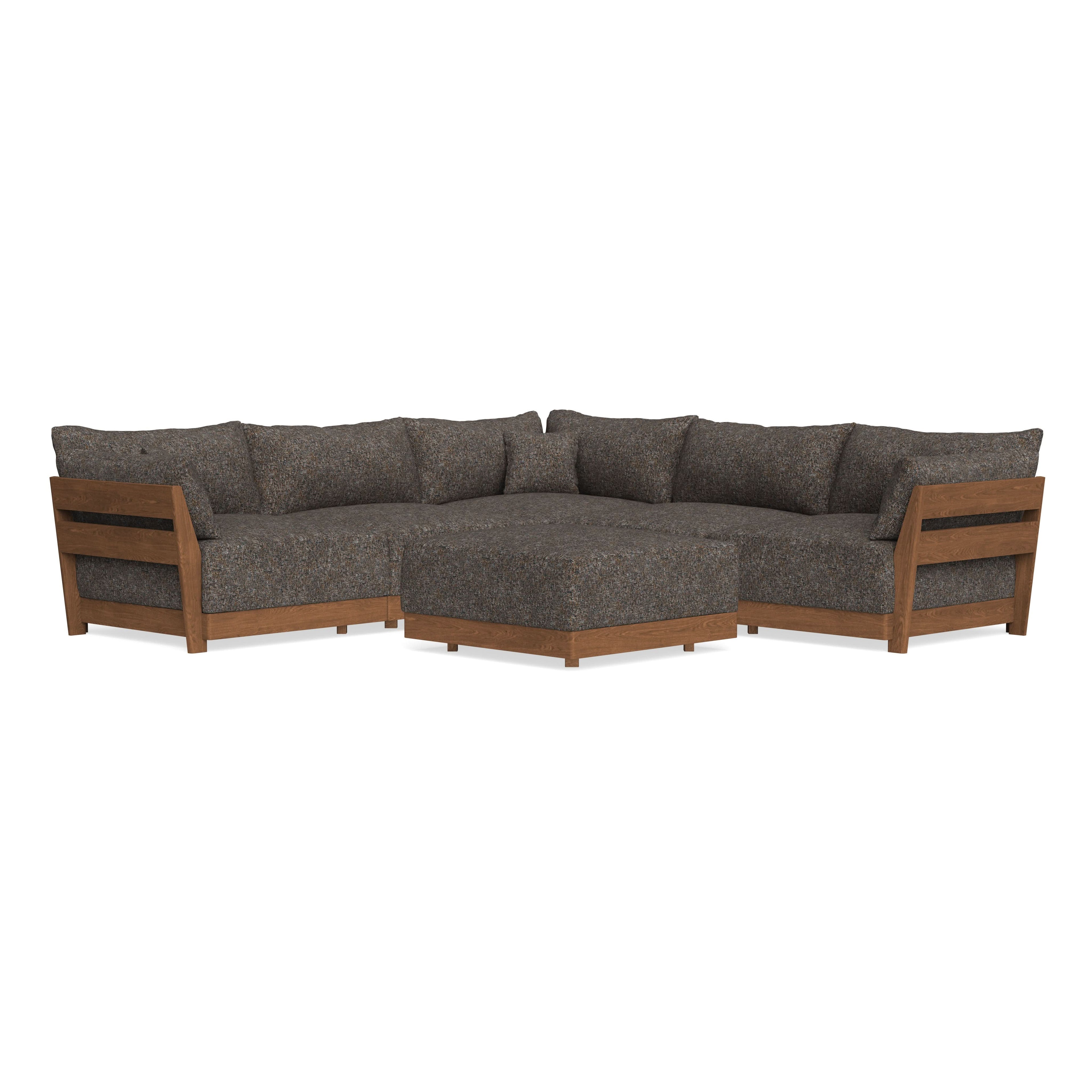 Modular Bondi Espresso 5-Seater Corner Sectional + Ottoman in Eclipse | Memory Foam Blend