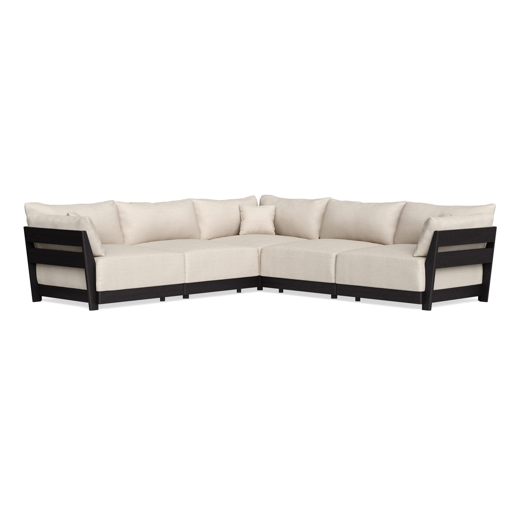 Modular Bondi Black 5-Seater Corner Sectional in Seashell | Memory Foam Blend