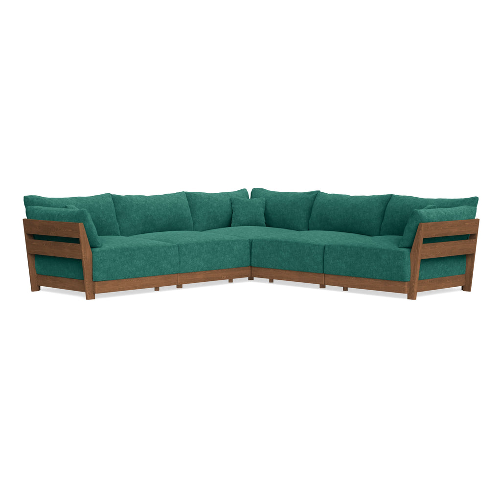 Modular Bondi Espresso 5-Seater Corner Sectional in Jade Green | Memory Foam Blend