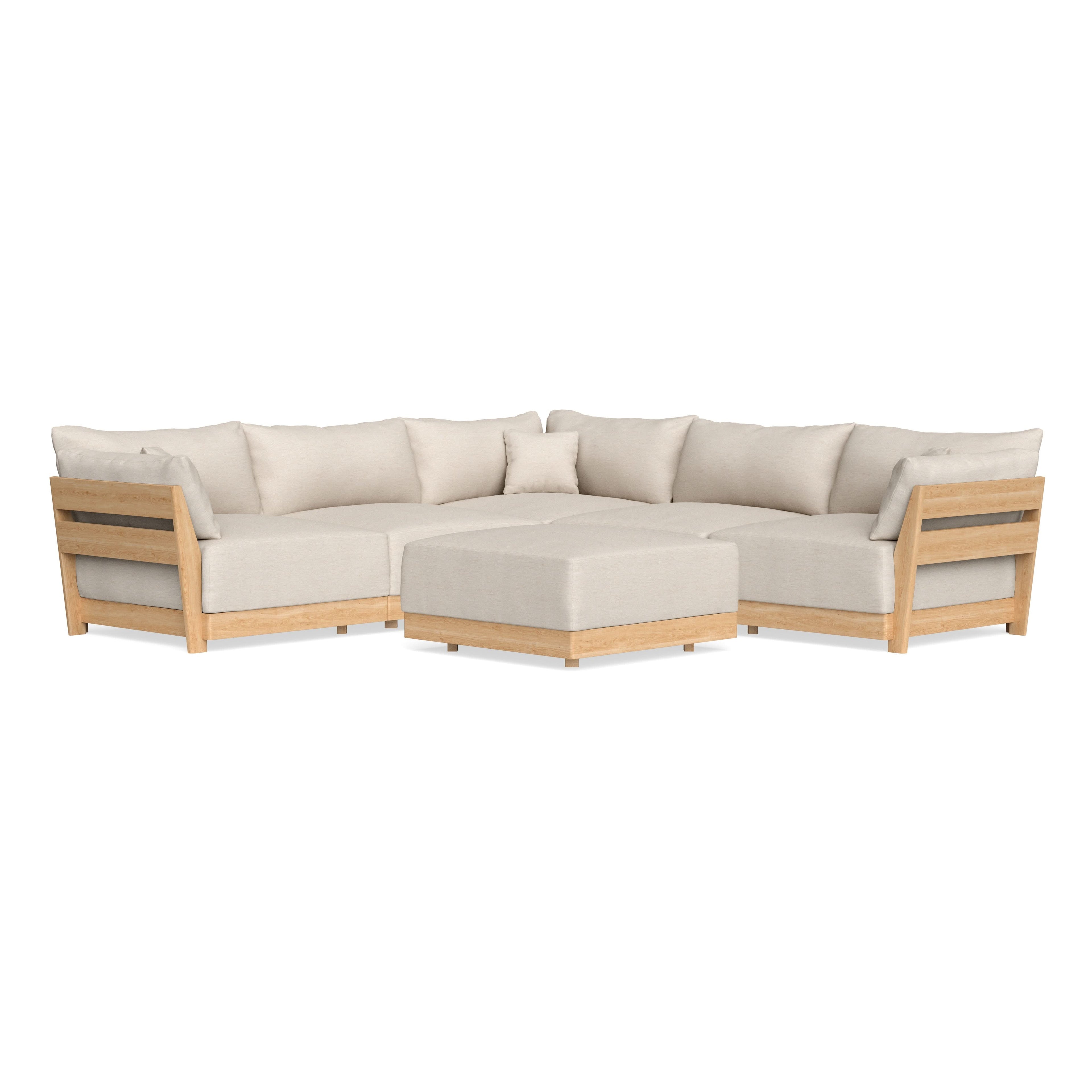 Modular Bondi Latte 5-Seater Corner Sectional + Ottoman in Seashell | Classic Blend