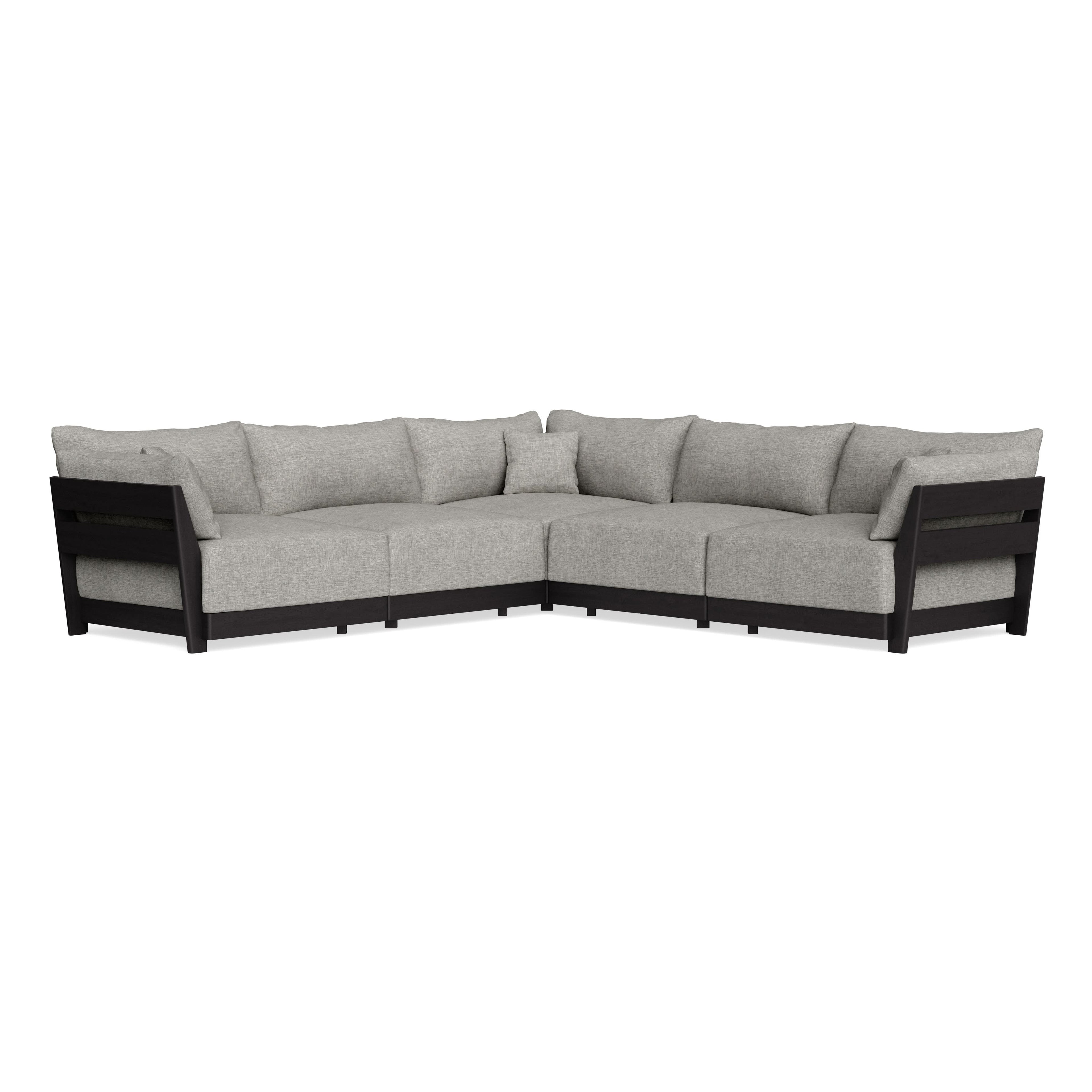 Modular Bondi Black 5-Seater Corner Sectional in Fog | Memory Foam Blend