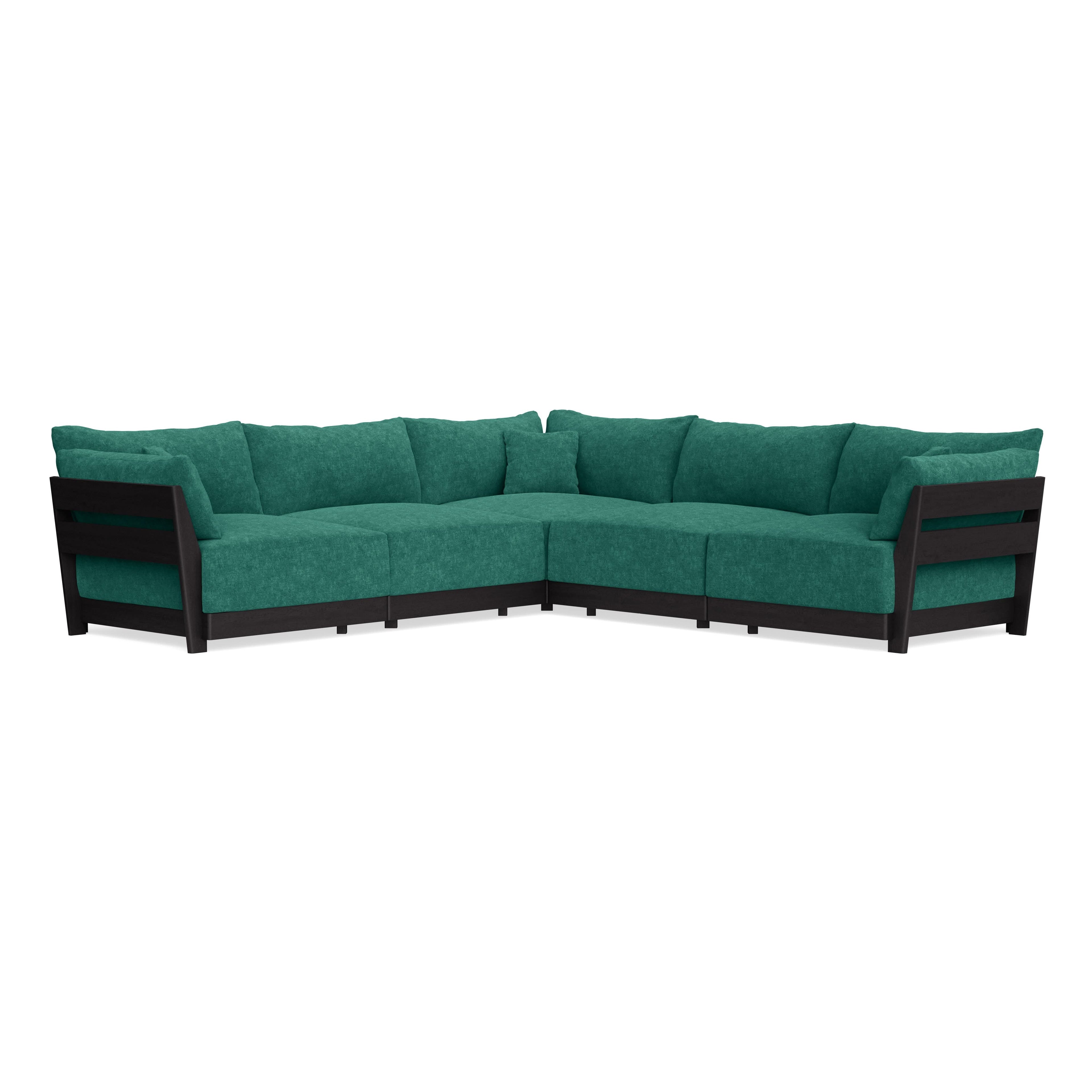 Modular Bondi Black 5-Seater Corner Sectional in Jade Green | Memory Foam Blend
