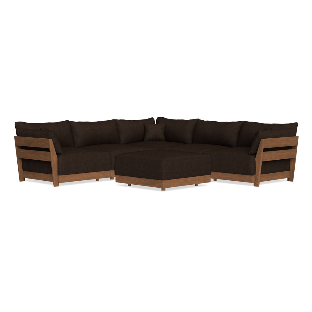 Modular Bondi Espresso 5-Seater Corner Sectional + Ottoman in Espresso | Memory Foam Blend