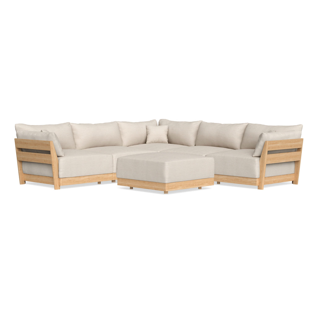 Modular Bondi Latte 5-Seater Corner Sectional + Ottoman in Seashell | Memory Foam Blend