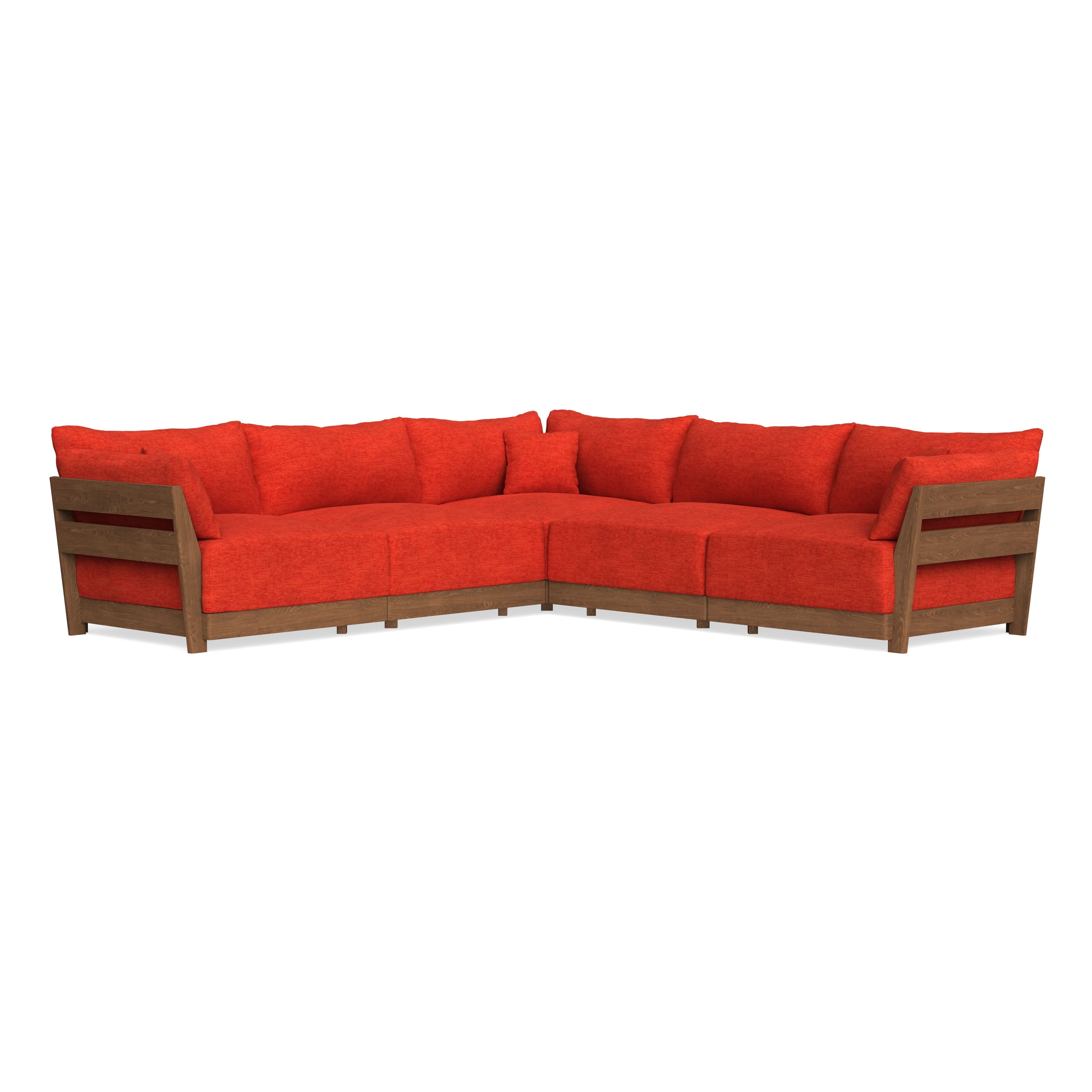 Modular Bondi Espresso 5-Seater Corner Sectional in Poppy Orange | Memory Foam Blend