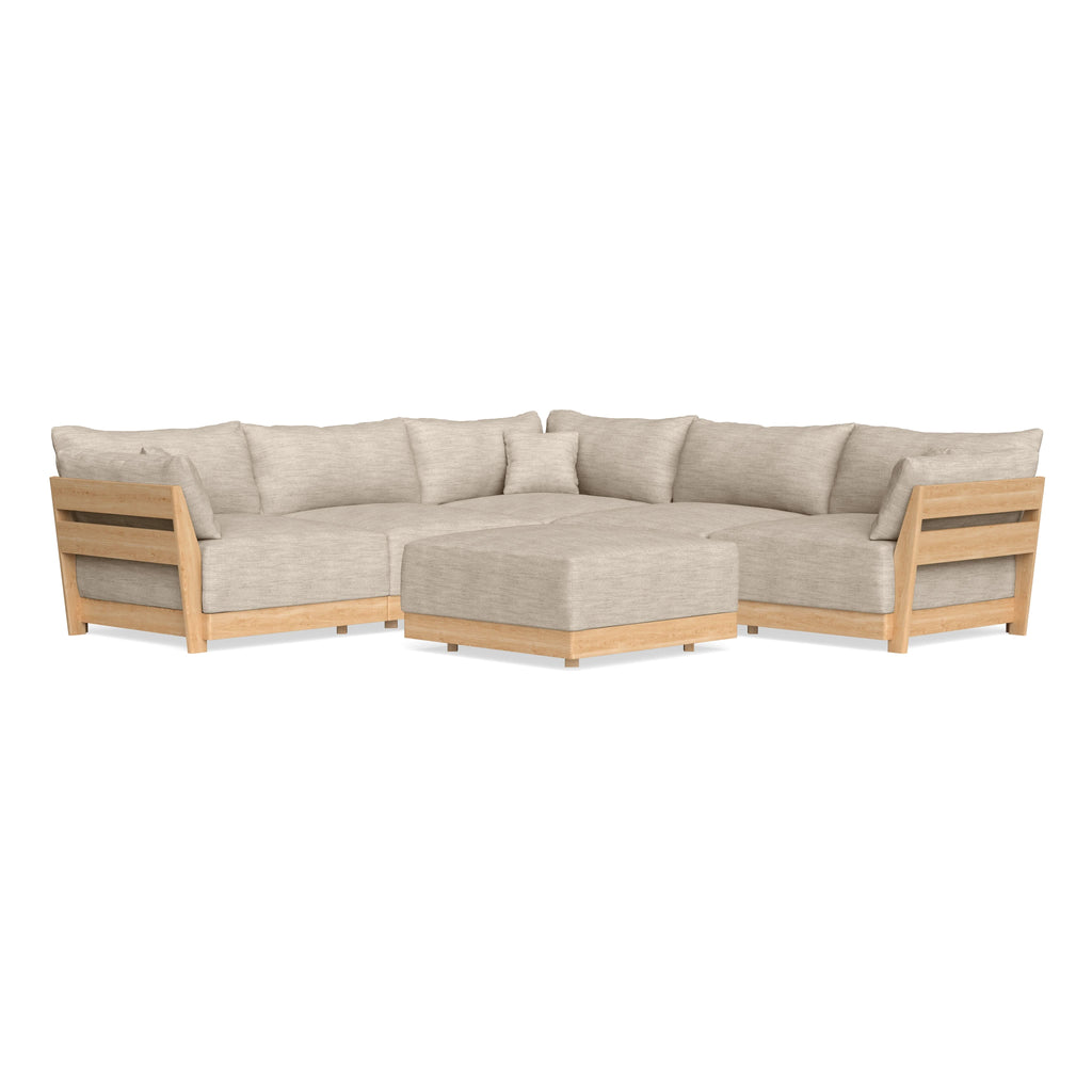Modular Bondi Latte 5-Seater Corner Sectional + Ottoman in Wheat | Memory Foam Blend