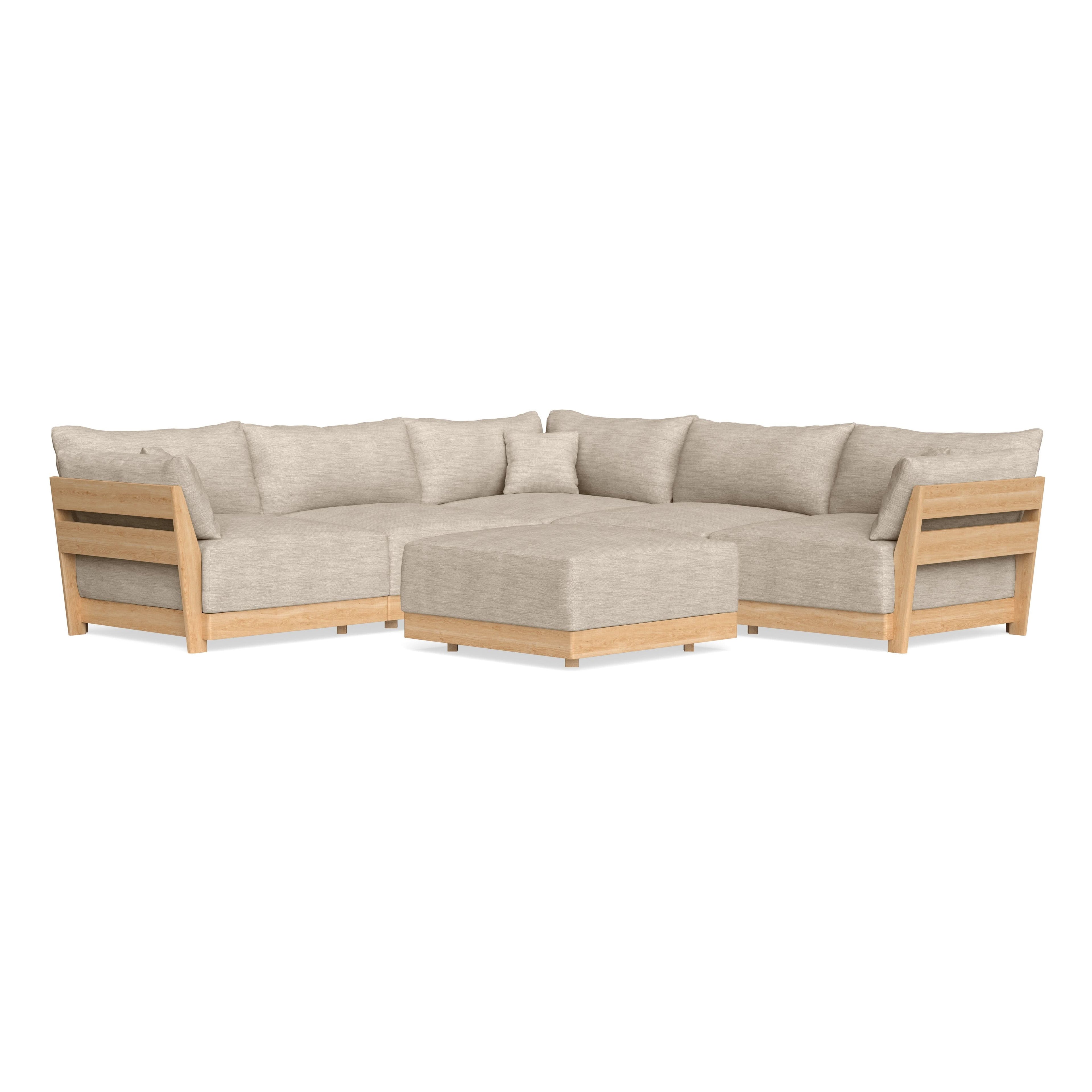 Modular Bondi Latte 5-Seater Corner Sectional + Ottoman in Wheat | Memory Foam Blend