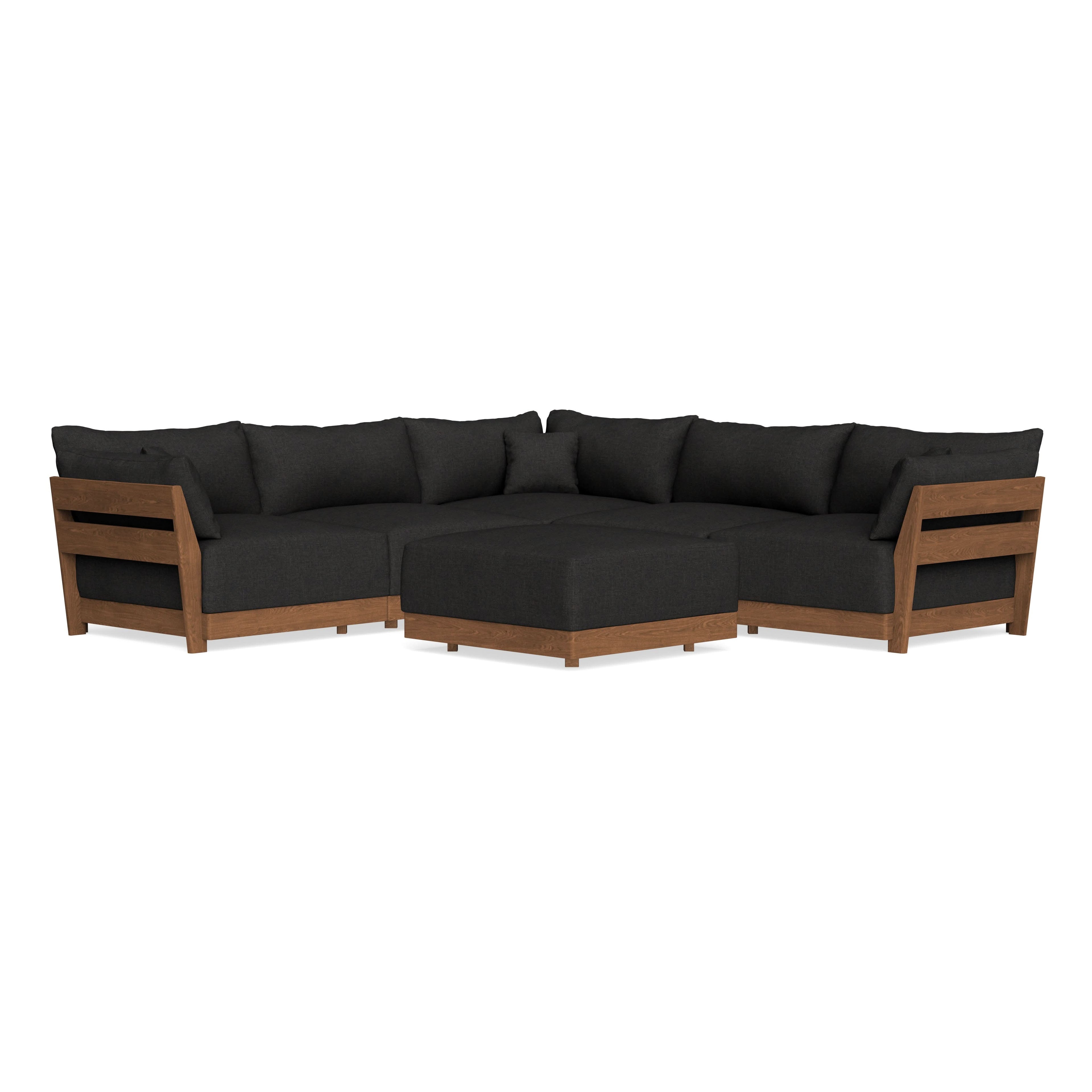 Modular Bondi Espresso 5-Seater Corner Sectional + Ottoman in Peppercorn | Classic Blend