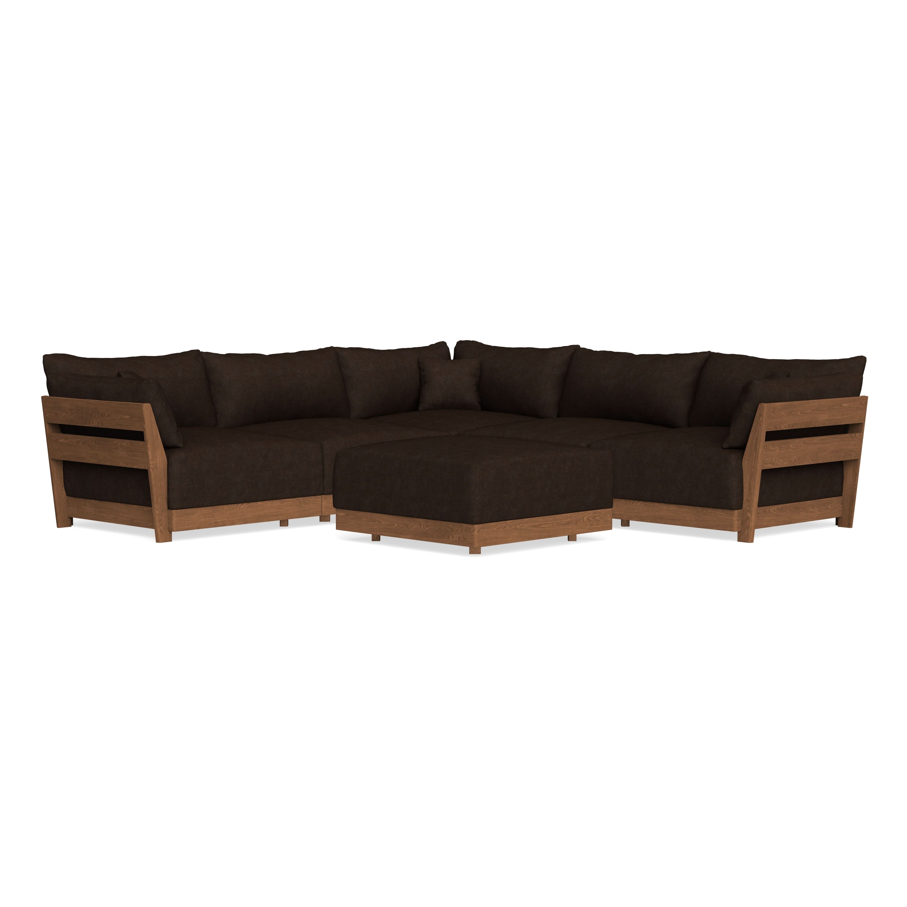 Modular Bondi Espresso 5-Seater Corner Sectional + Ottoman in Espresso | Classic Blend