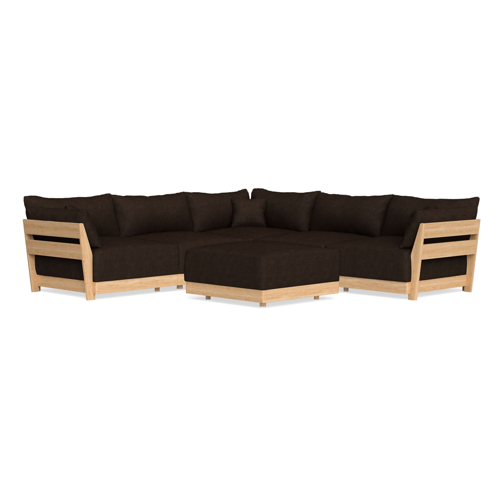 Slipcover Only - Modular Bondi 5-Seater Corner Sectional + Ottoman in Espresso