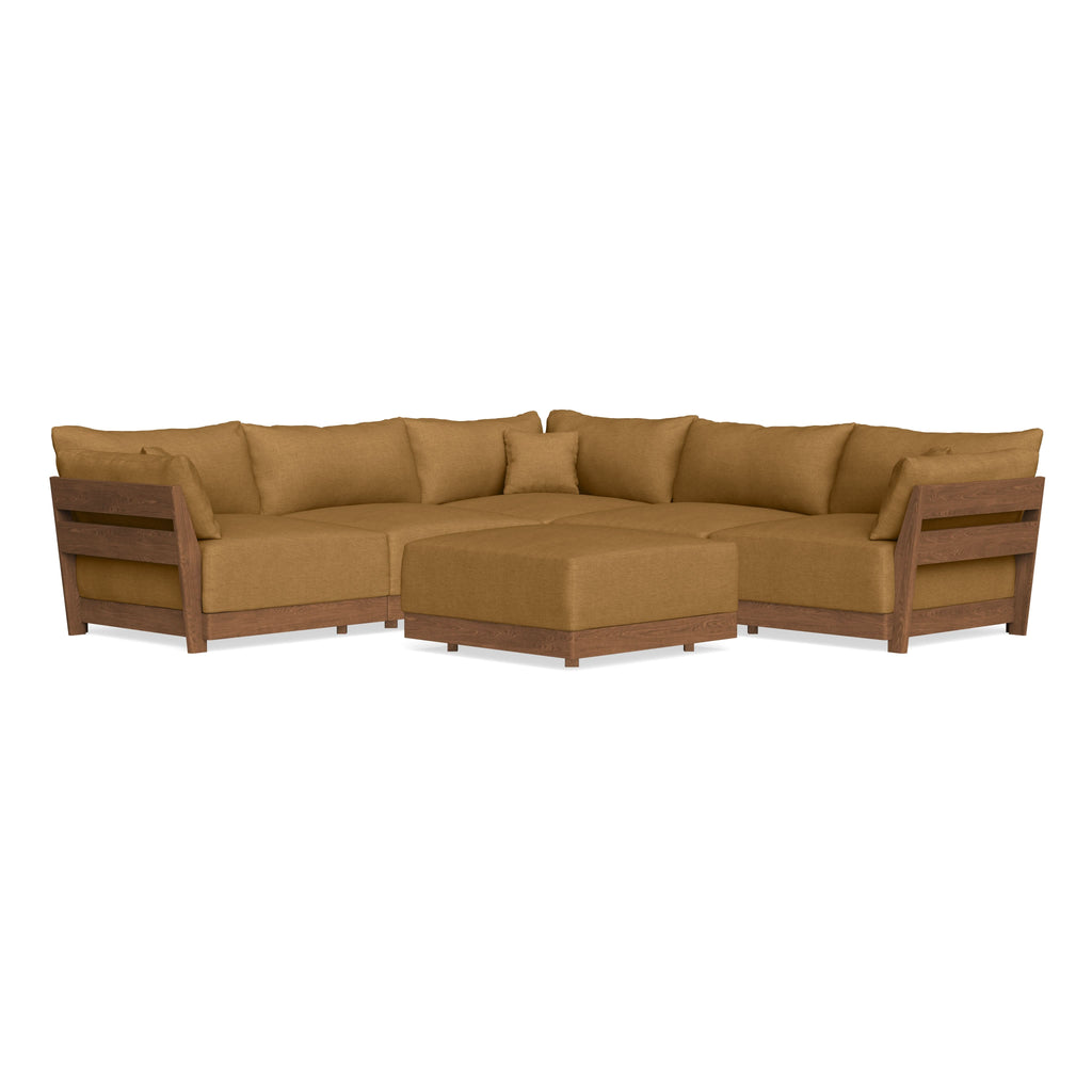 Modular Bondi Espresso 5-Seater Corner Sectional + Ottoman in Dijon | Classic Blend