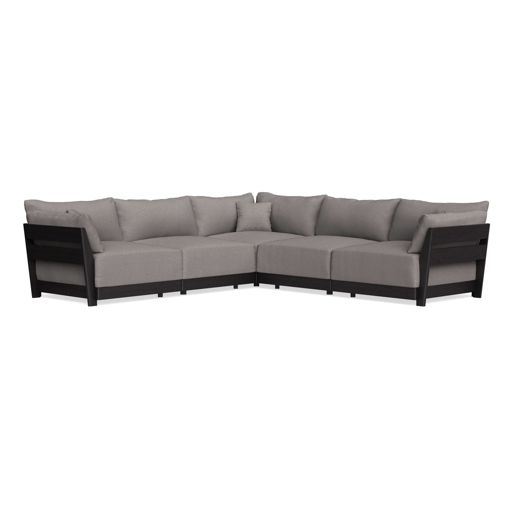 Modular Bondi Black 5-Seater Corner Sectional in Cement | Memory Foam Blend