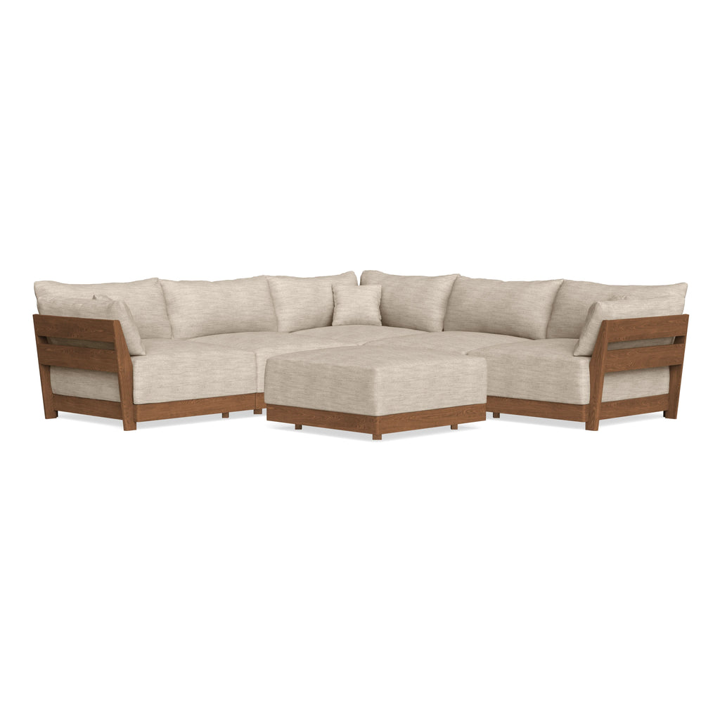 Modular Bondi Espresso 5-Seater Corner Sectional + Ottoman in Wheat | Classic Blend