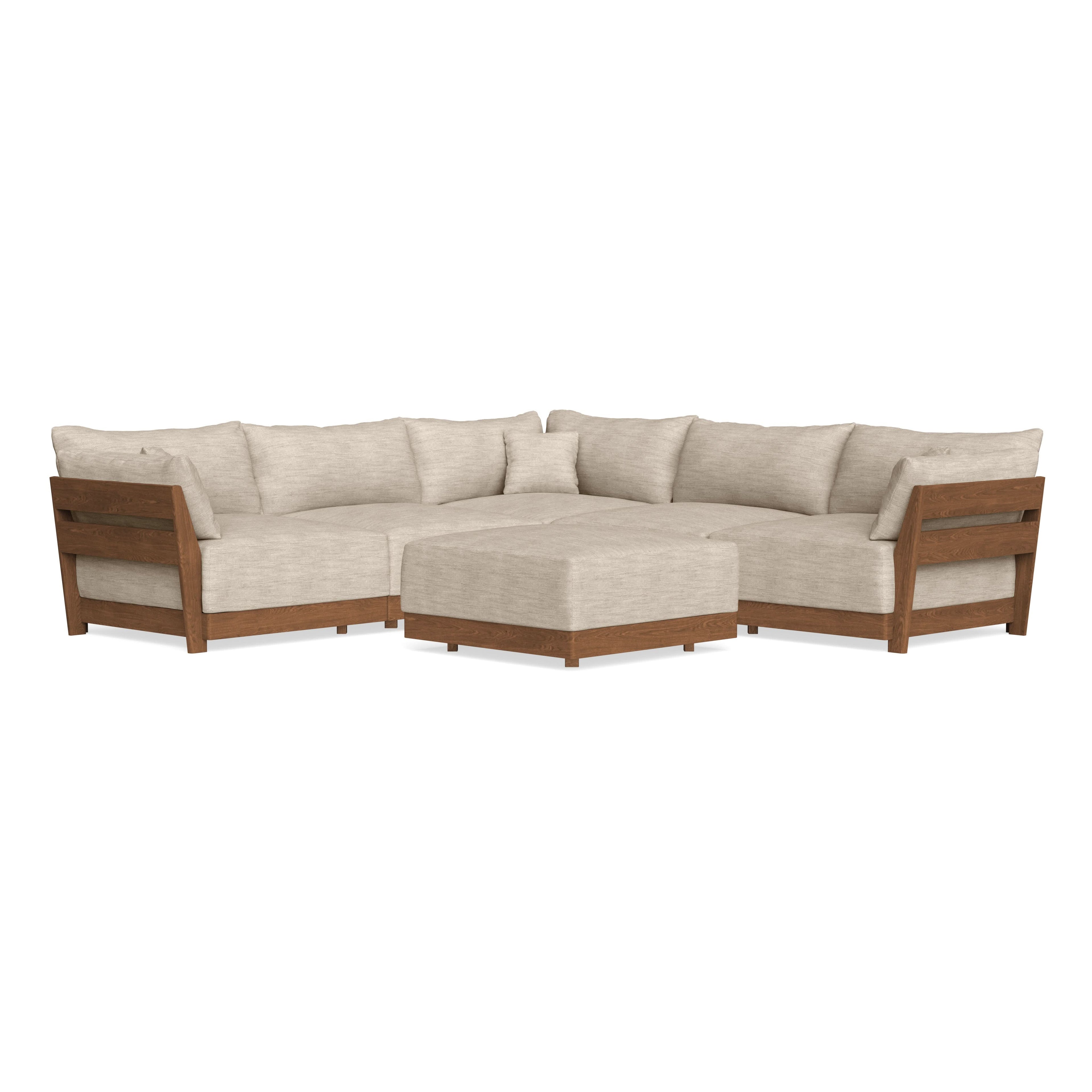 Modular Bondi Espresso 5-Seater Corner Sectional + Ottoman in Wheat | Classic Blend