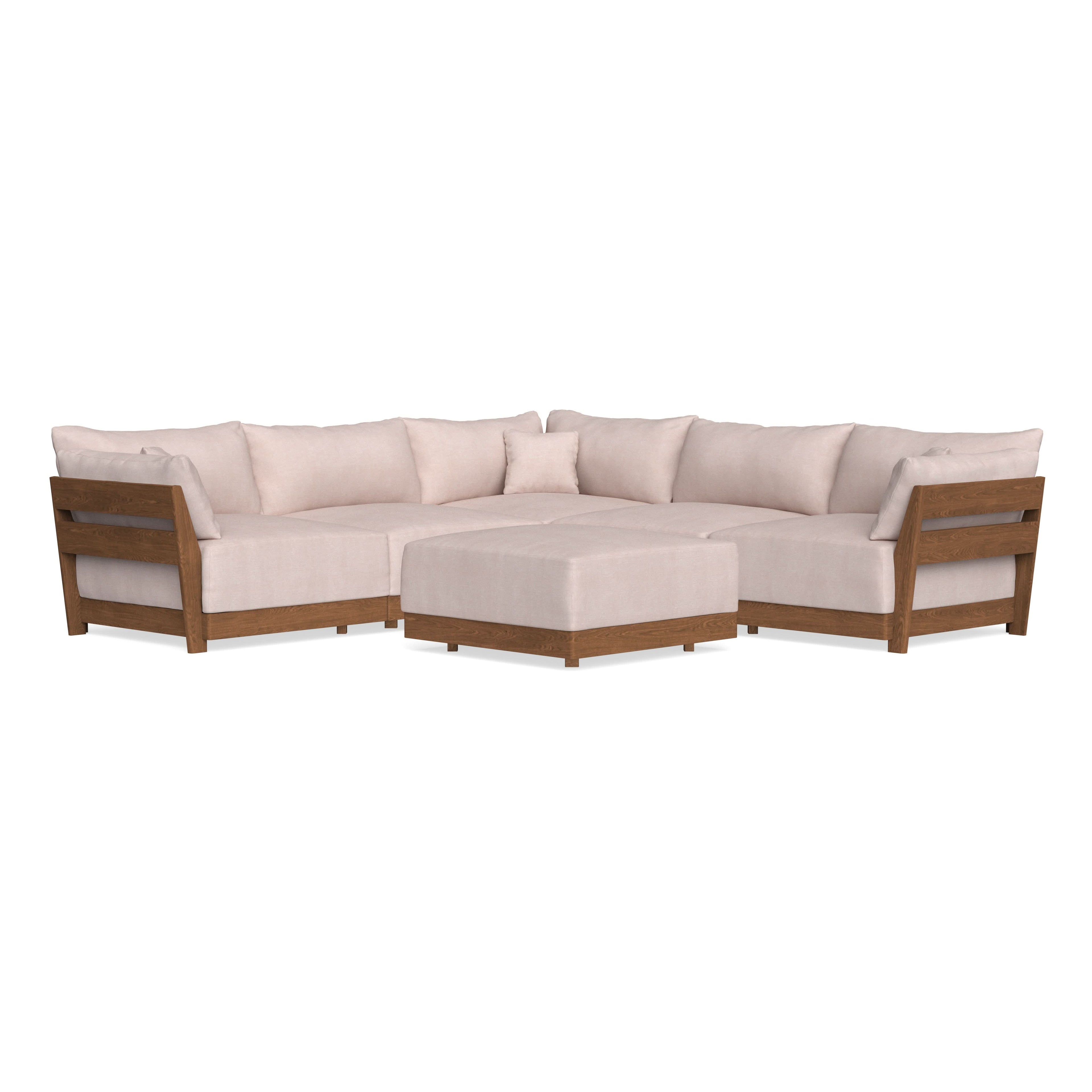 Modular Bondi Espresso 5-Seater Corner Sectional + Ottoman in Blush | Classic Blend