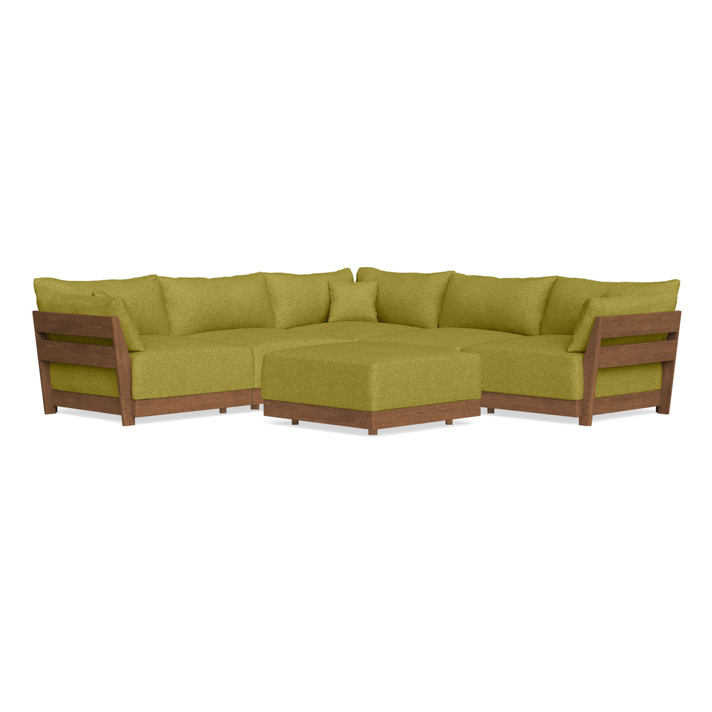 Modular Bondi Espresso 5-Seater Corner Sectional + Ottoman in Avocado | Memory Foam Blend