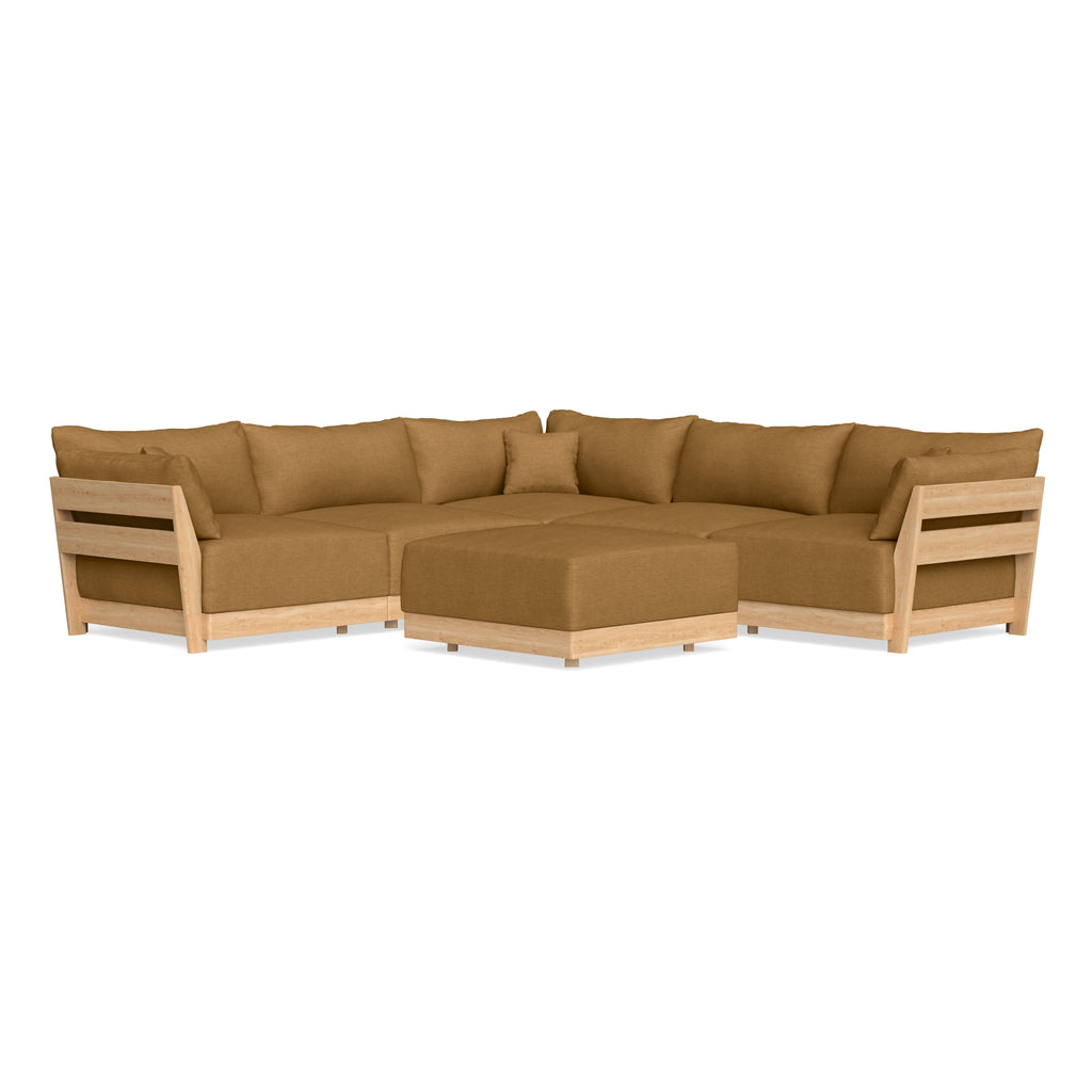 Modular Bondi Latte 5-Seater Corner Sectional + Ottoman in Dijon | Memory Foam Blend