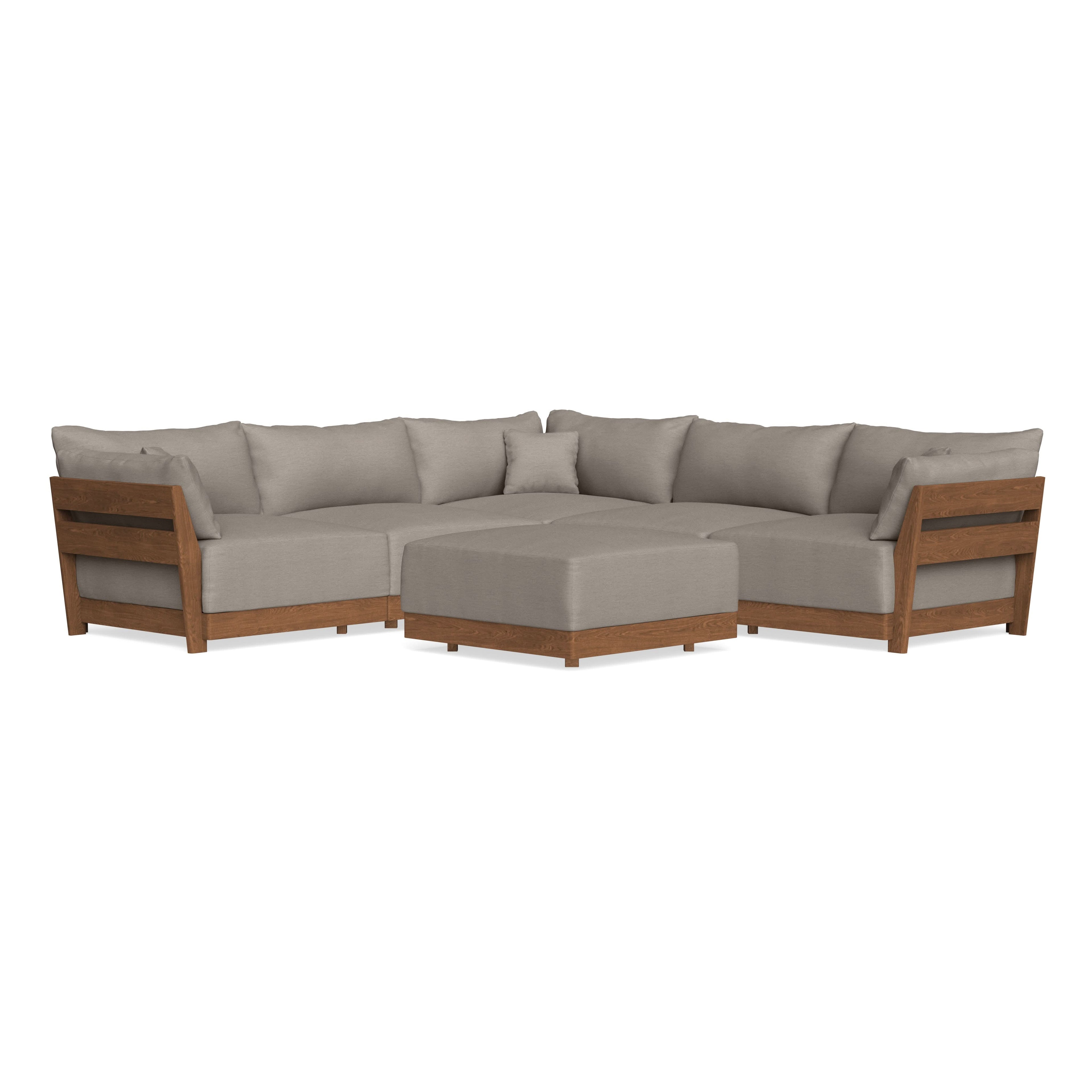 Modular Bondi Espresso 5-Seater Corner Sectional + Ottoman in Cinder Gray | Classic Blend