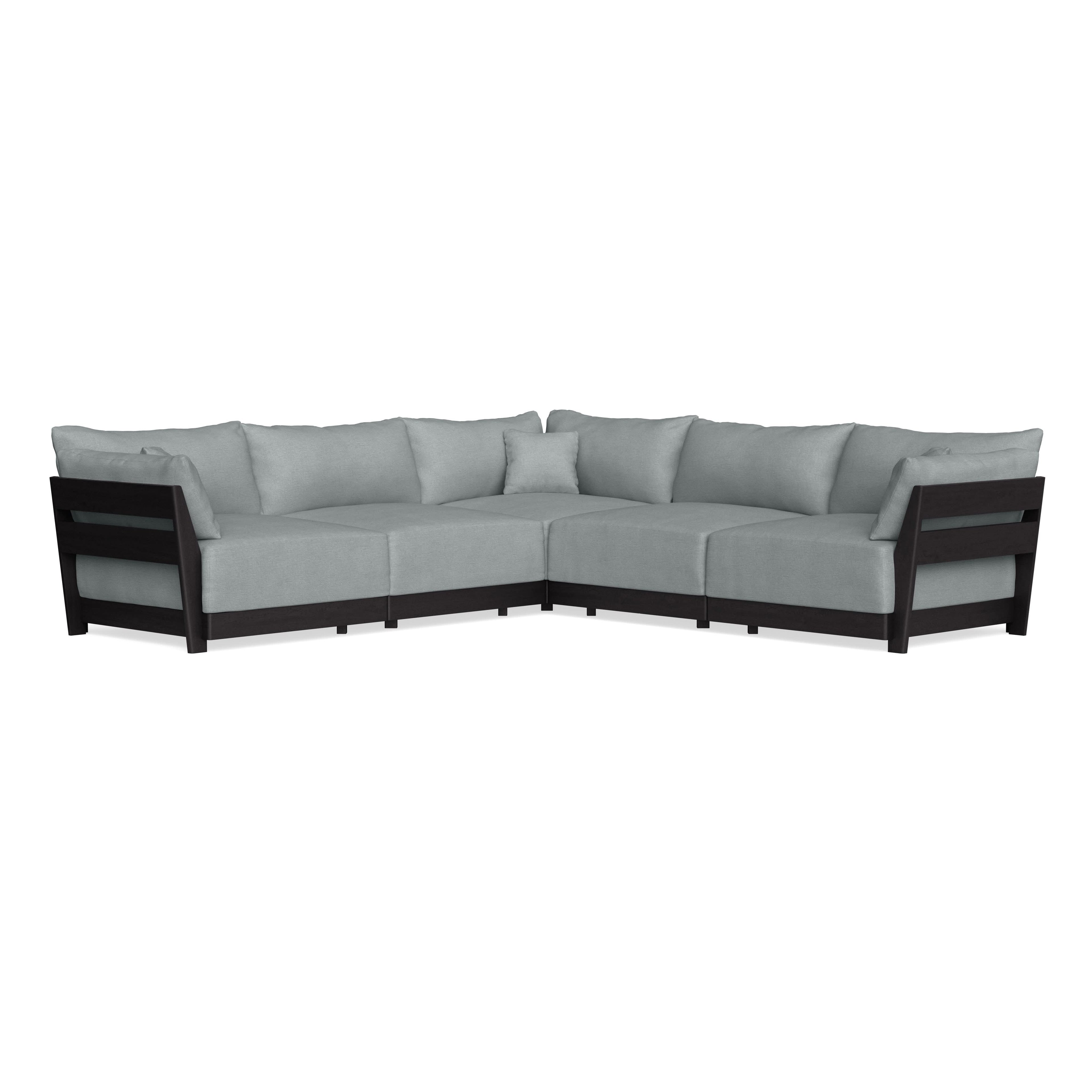 Modular Bondi Black 5-Seater Corner Sectional in Light Steel | Classic Blend