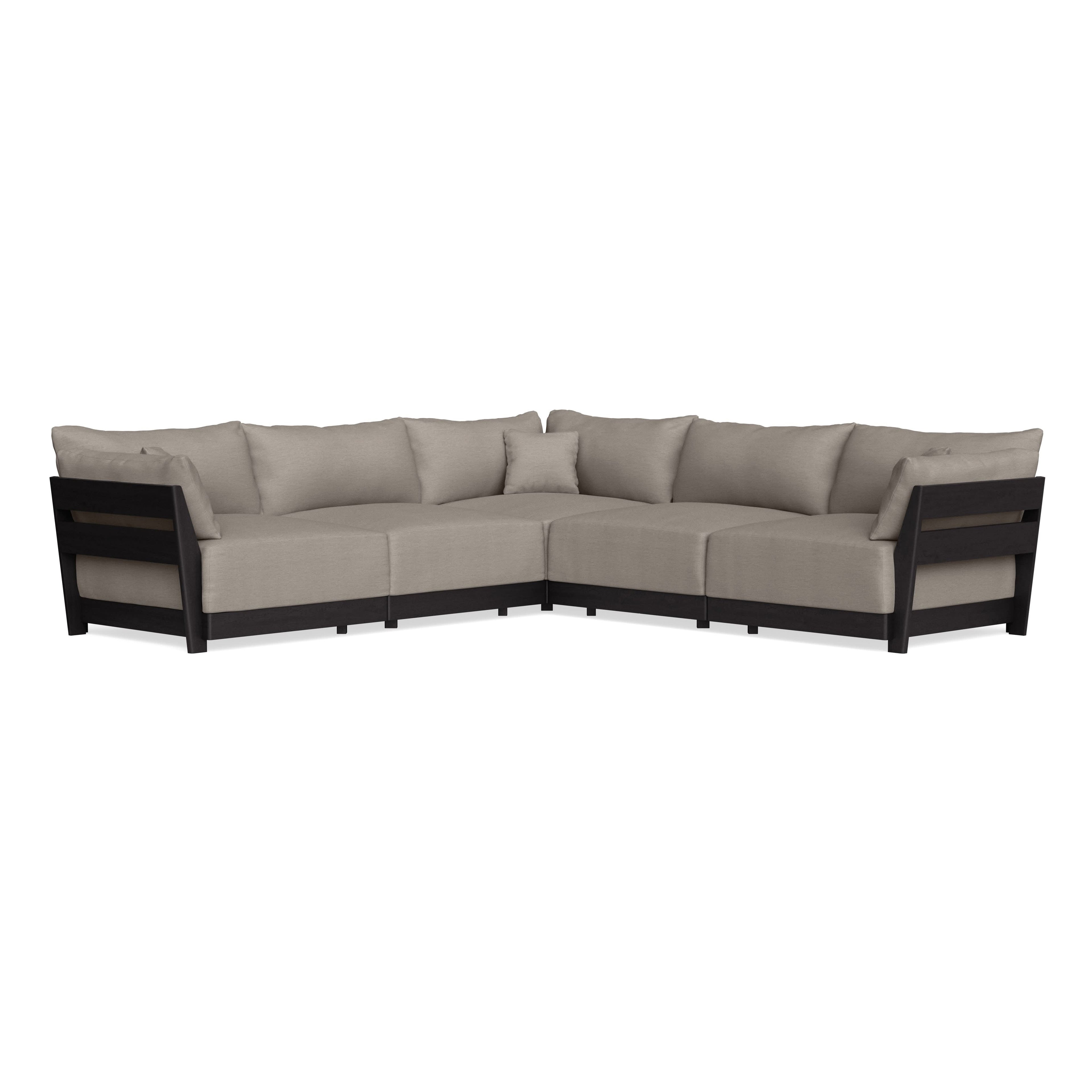 Modular Bondi Black 5-Seater Corner Sectional in Cinder Gray | Memory Foam Blend